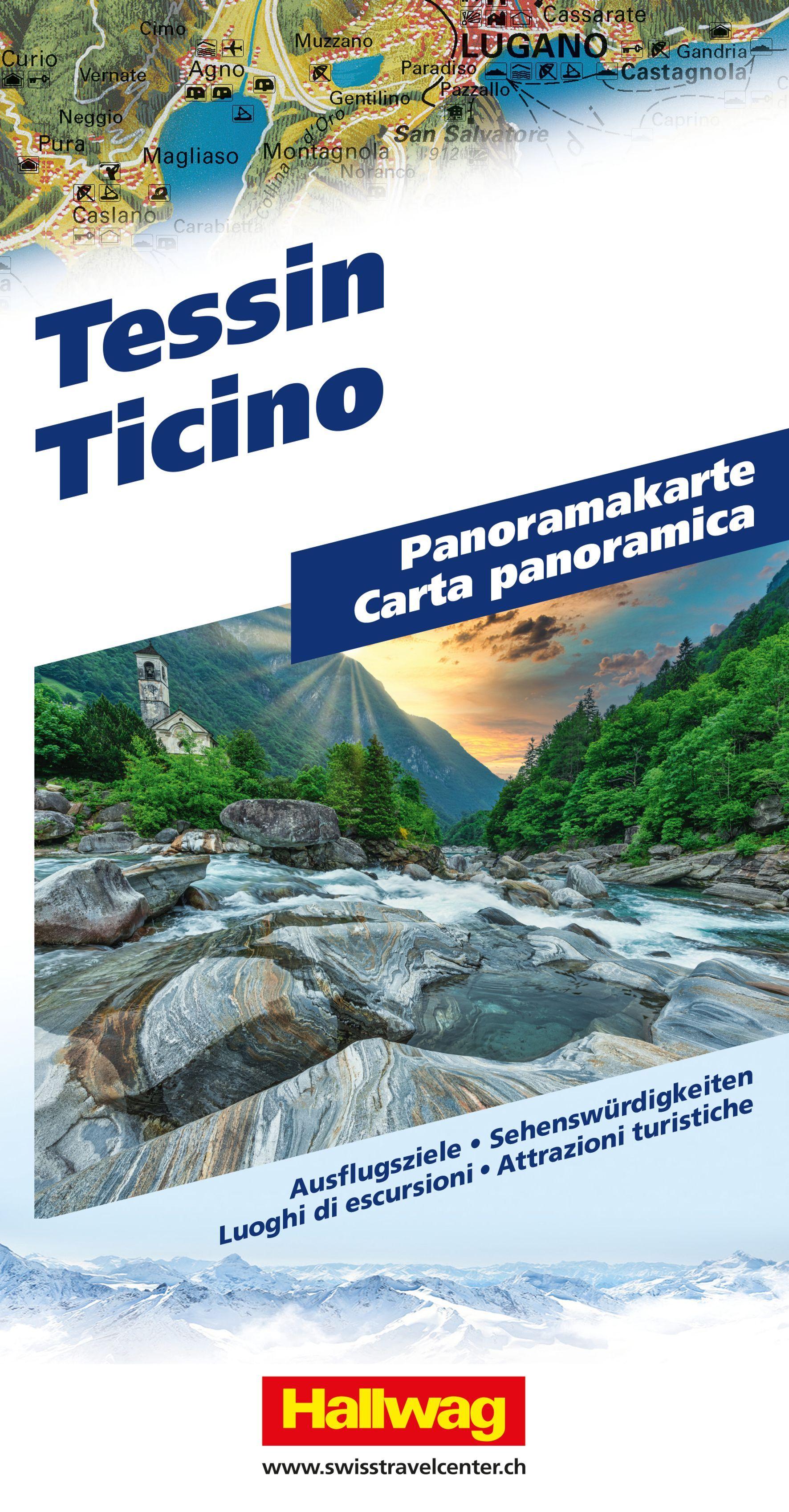Vorderes Coverbild Hallwag Panoramakarte Tessin
