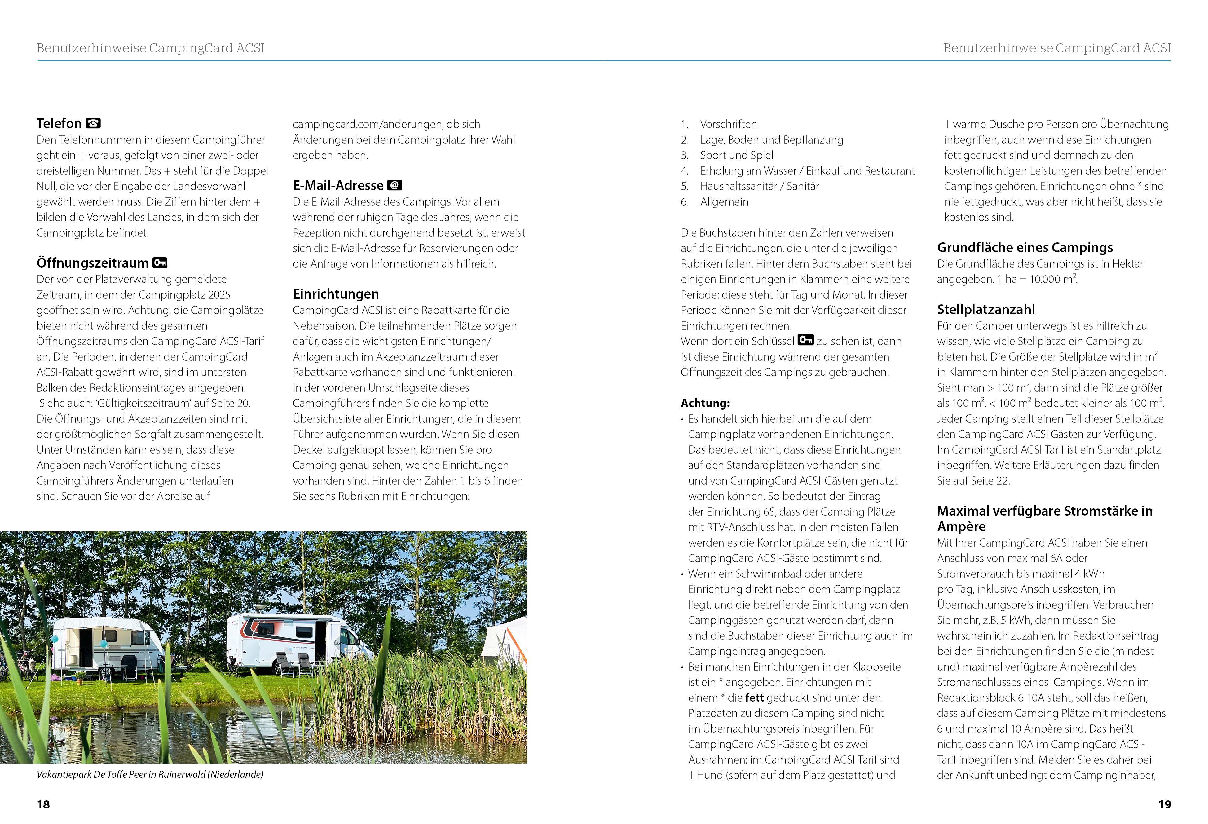 Beispielinhalt (Bild) ACSI CampingCard & Stellplatzführer 2026