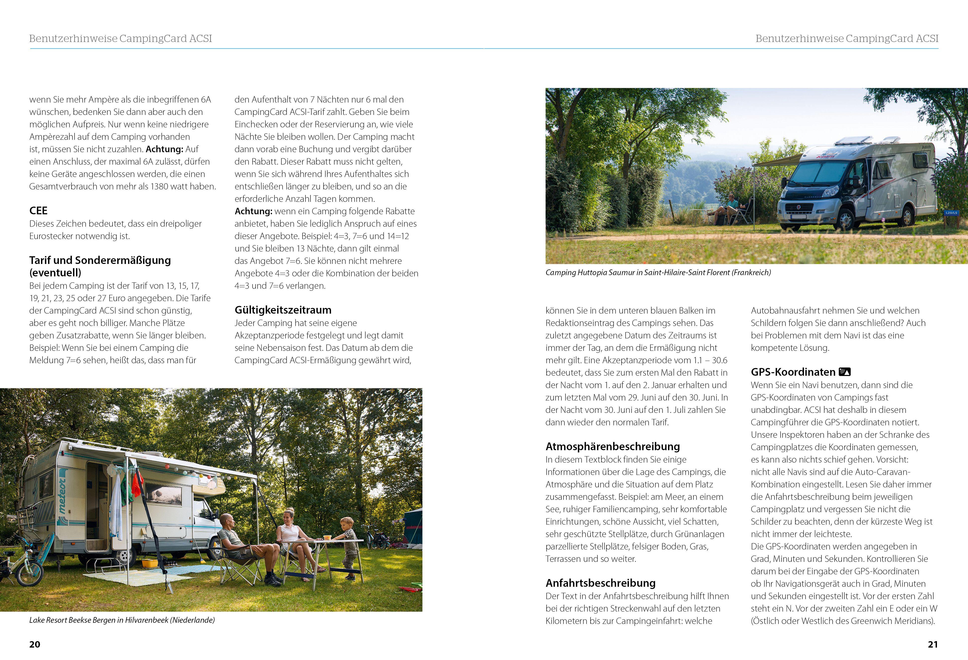 Beispielinhalt (Bild) ACSI CampingCard & Stellplatzführer 2026