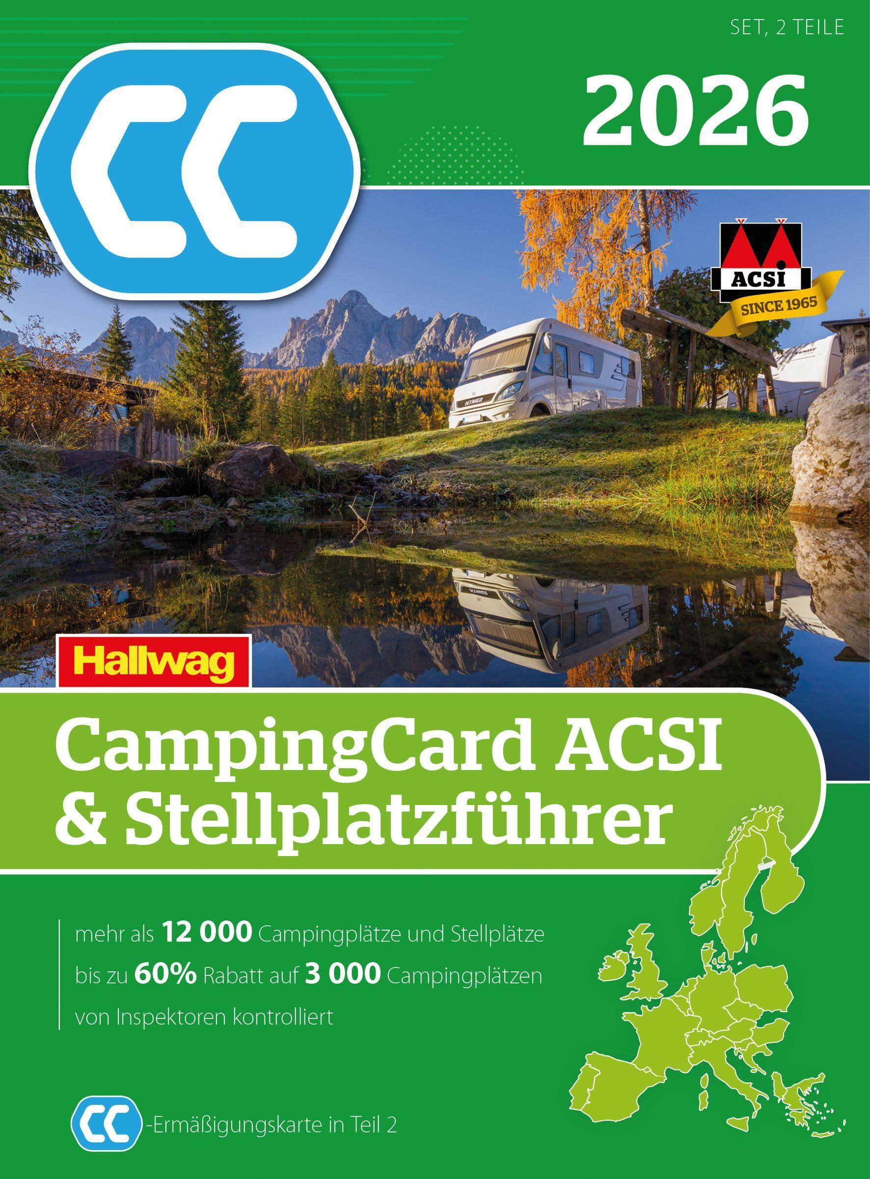 Vorderes Coverbild ACSI CampingCard & Stellplatzführer 2026