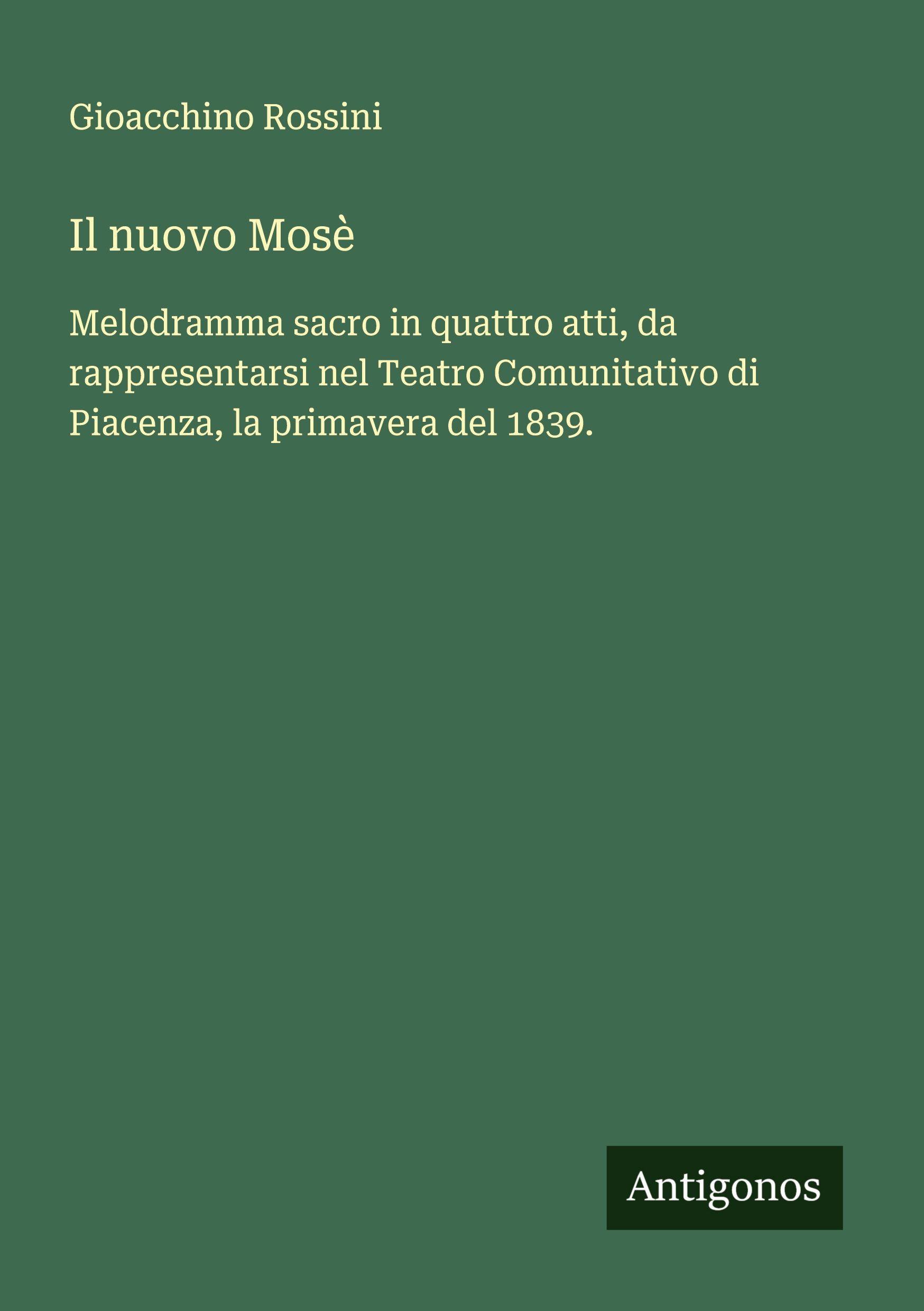 Vorderes Coverbild Il nuovo Mosè