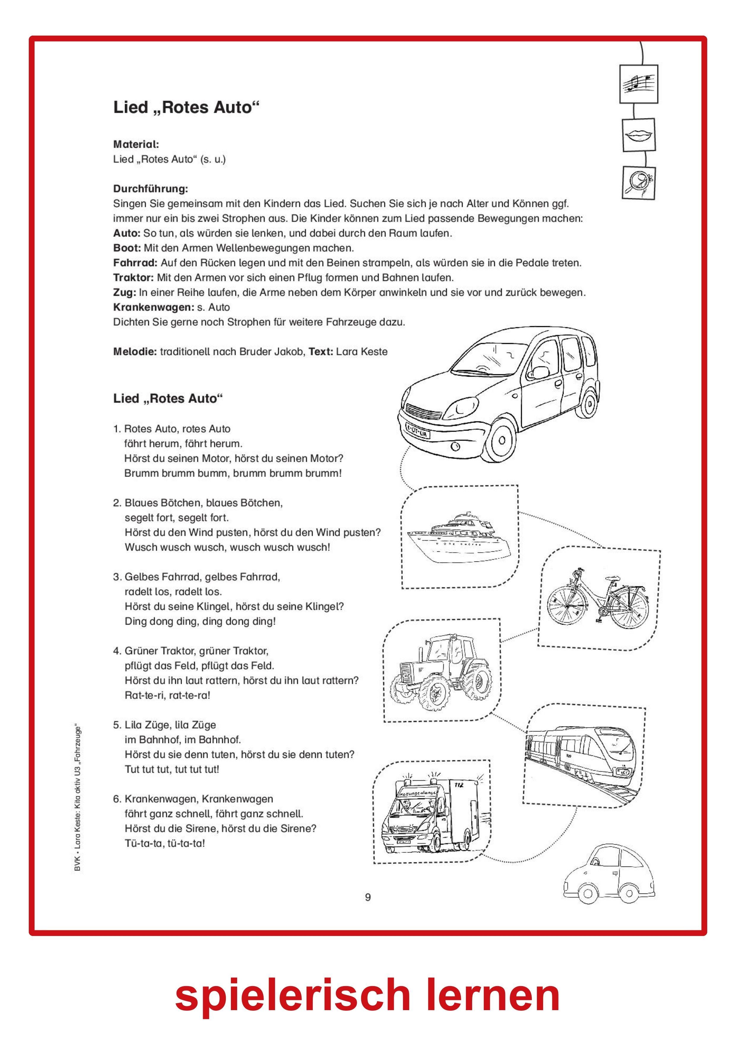 Beispielinhalt (Bild) Kita aktiv U3 Fahrzeuge