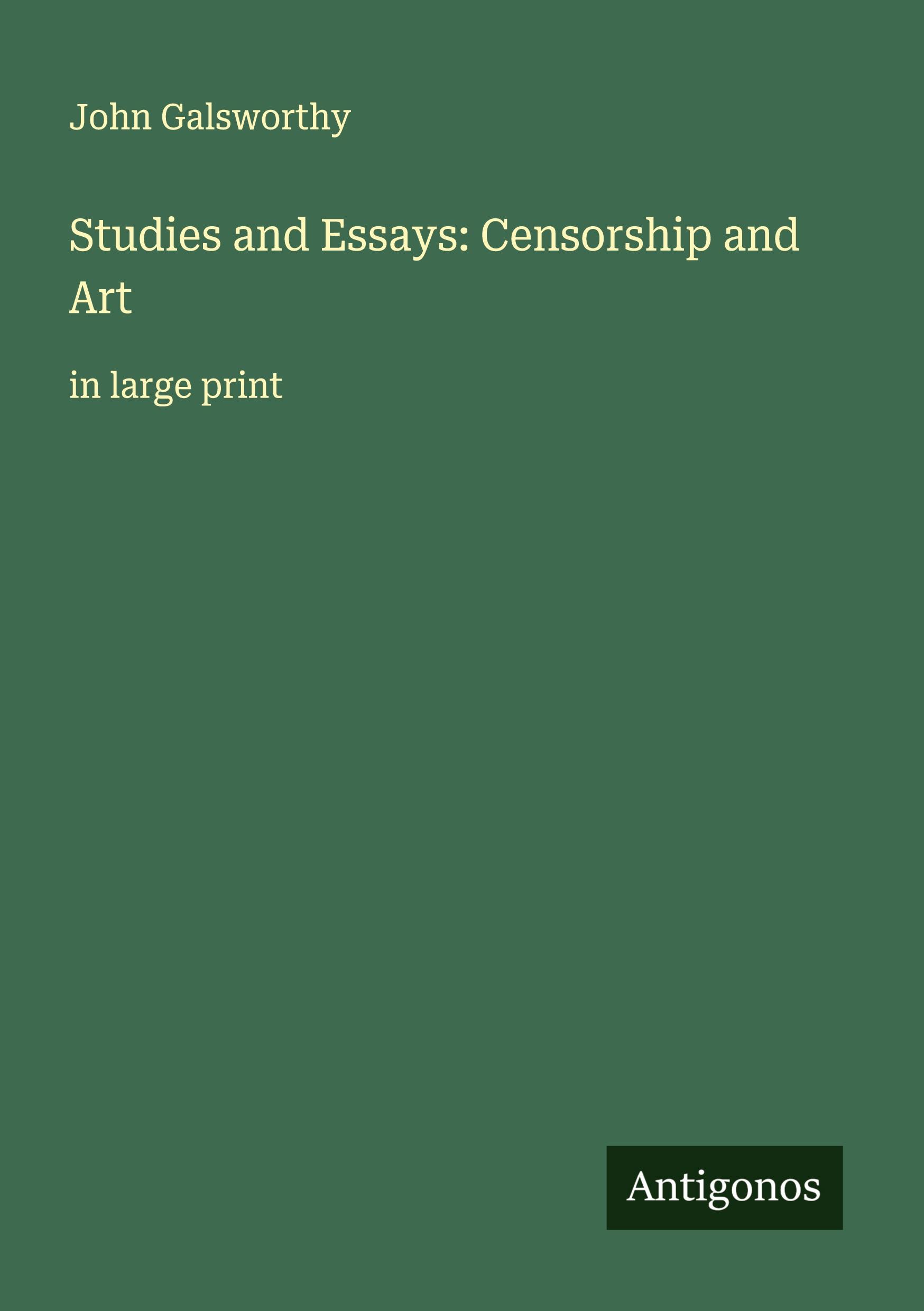 Vorderes Coverbild Studies and Essays: Censorship and Art