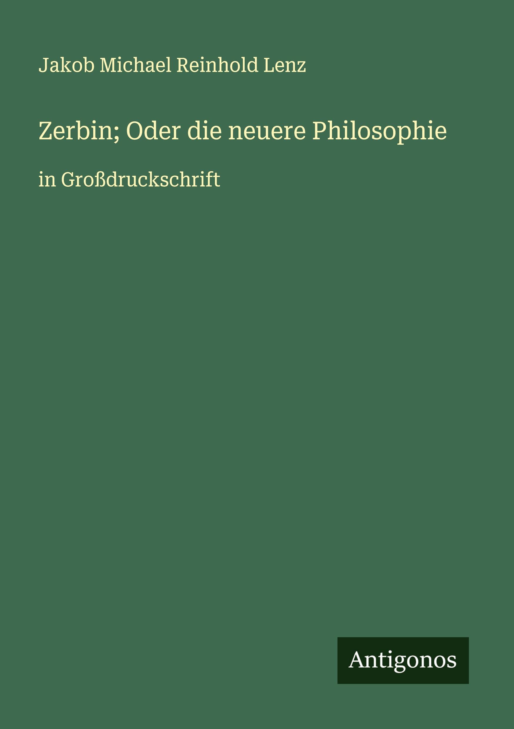 Vorderes Coverbild Zerbin; Oder die neuere Philosophie
