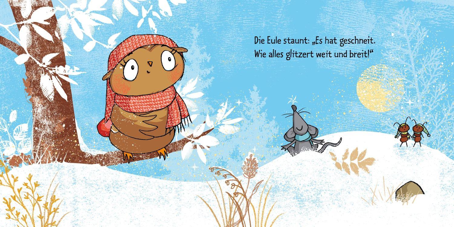 Beispielinhalt (Bild) Die kleine Eule im Schnee