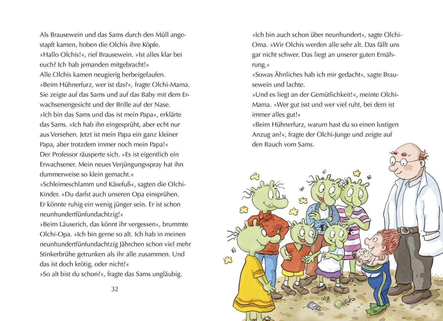 Beispielinhalt (Bild) Die Olchis und das Sams. Die kaputte Wunschmaschine