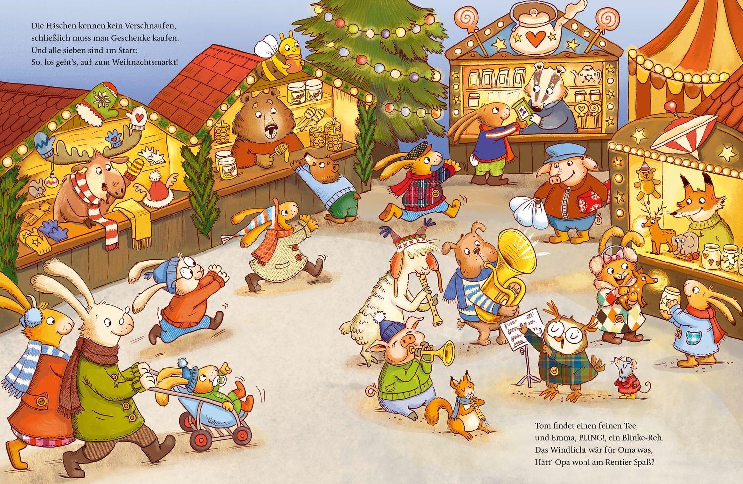 Beispielinhalt (Bild) Wenn sieben kleine Weihnachtshasen mit Schwung durch die Adventszeit rasen