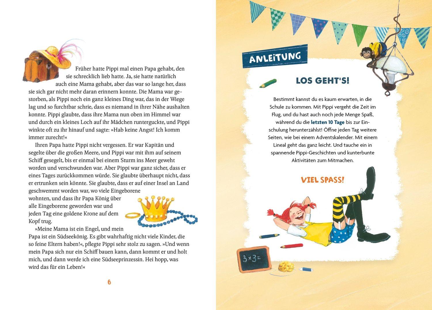 Beispielinhalt (Bild) Mein Schulstart. Countdown zur Einschulung mit Pippi Langstrumpf