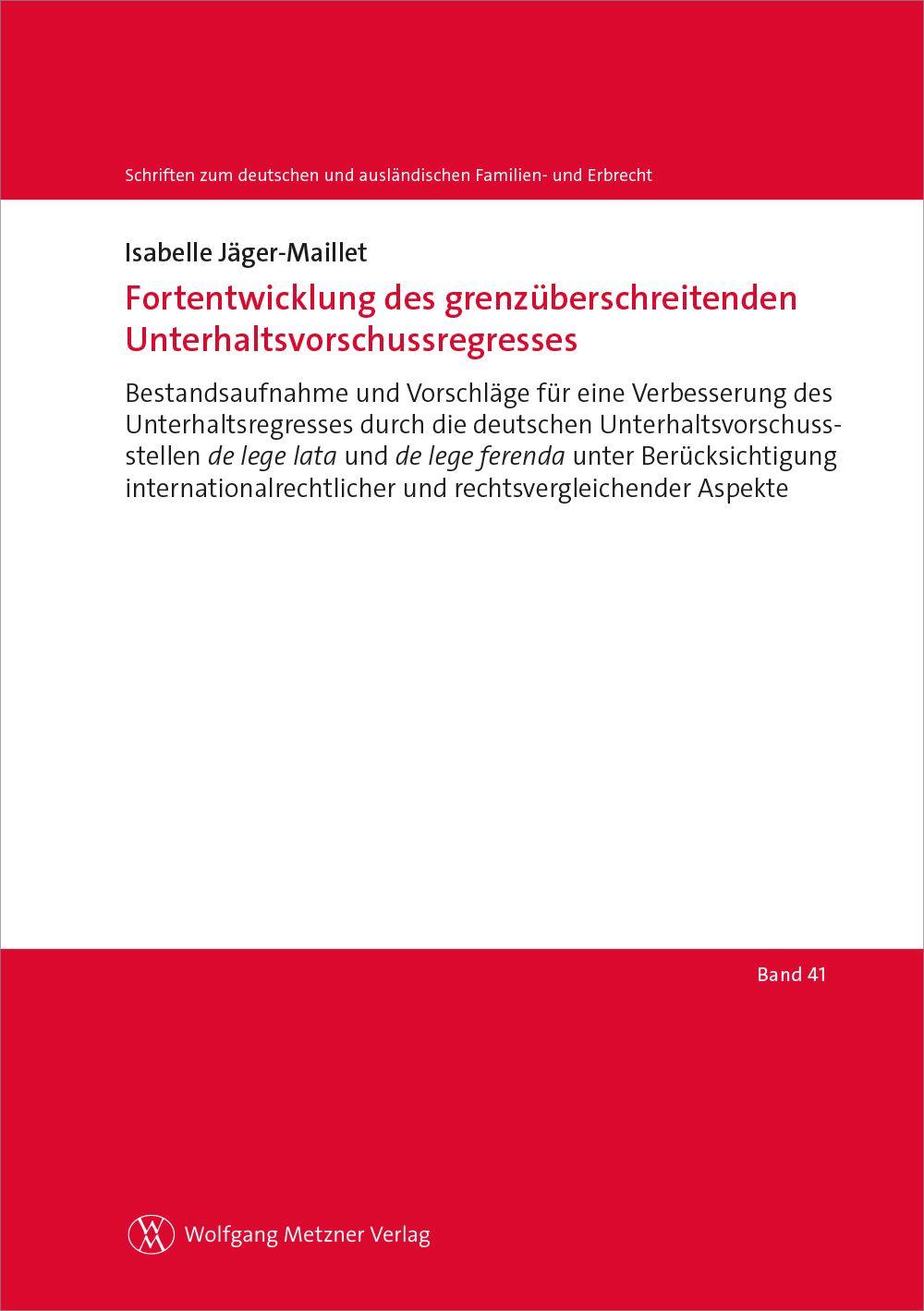 Vorderes Coverbild Fortentwicklung des grenzüberschreitenden Unterhaltsvorschussregresses