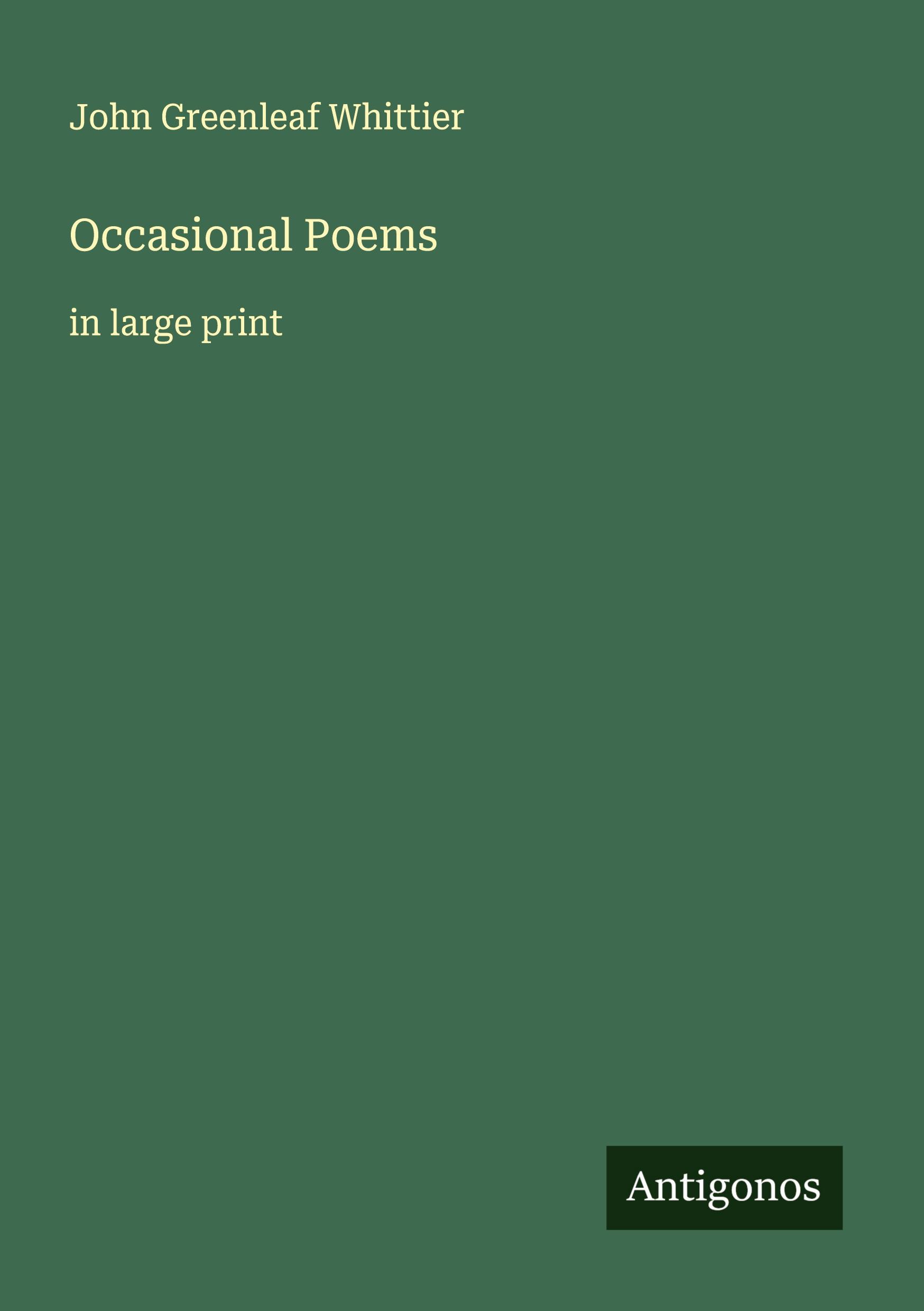 Vorderes Coverbild Occasional Poems
