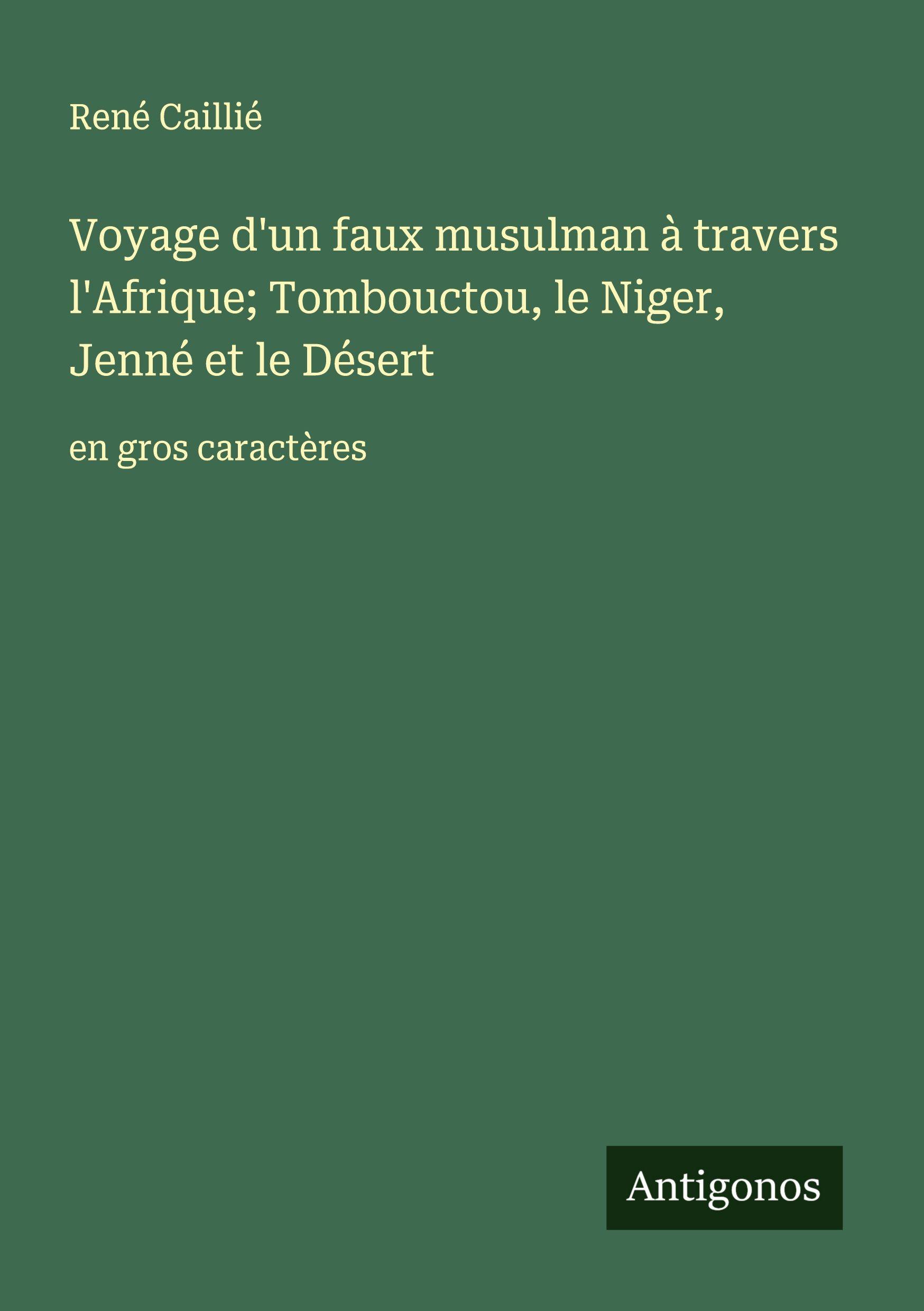 Vorderes Coverbild Voyage d'un faux musulman à travers l'Afrique; Tombouctou, le Niger, Jenné et le Désert