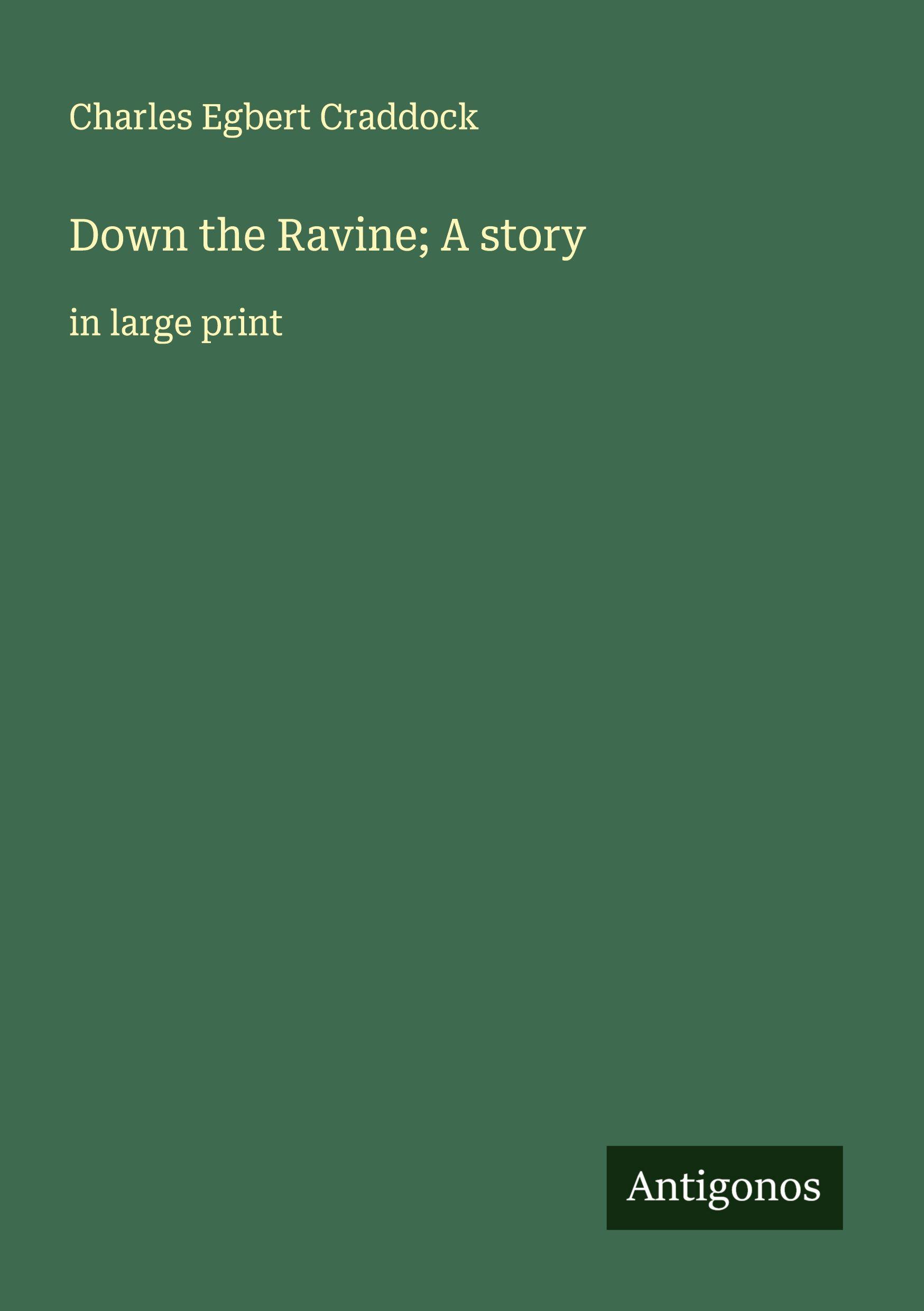 Vorderes Coverbild Down the Ravine; A story