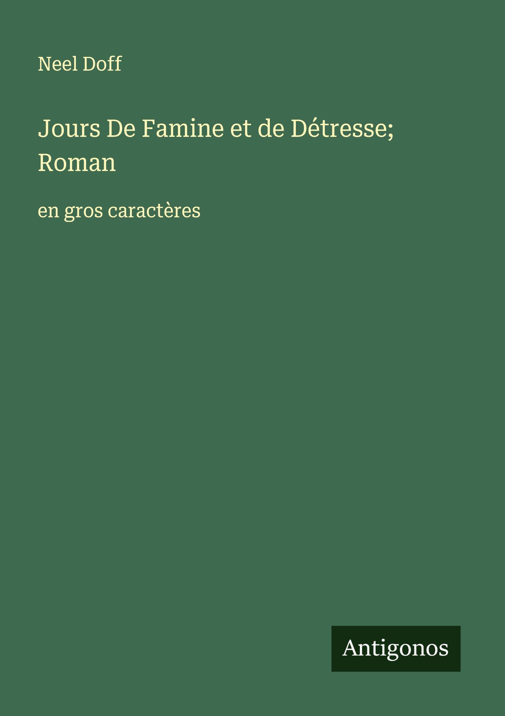 Vorderes Coverbild Jours De Famine et de Détresse; Roman