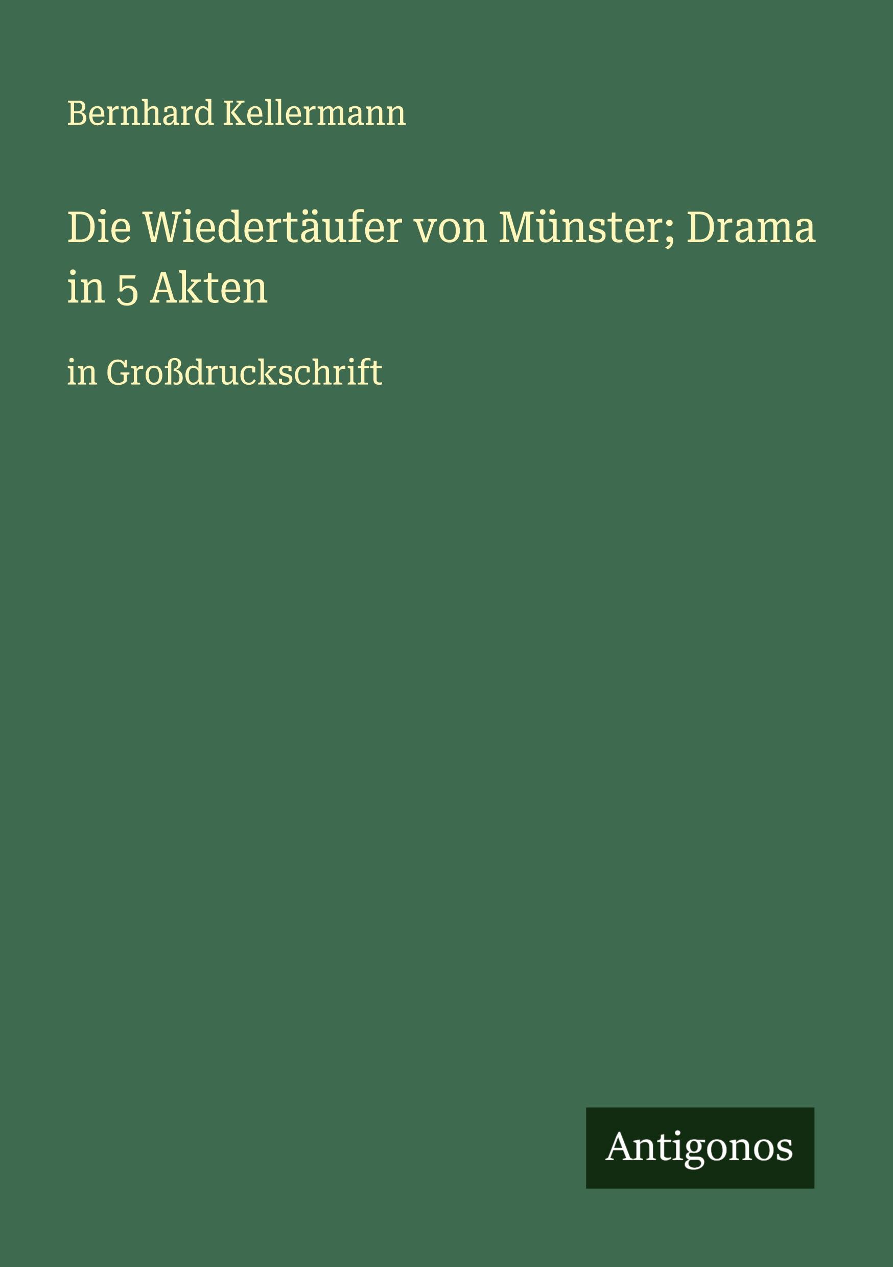 Vorderes Coverbild Die Wiedertäufer von Münster; Drama in 5 Akten