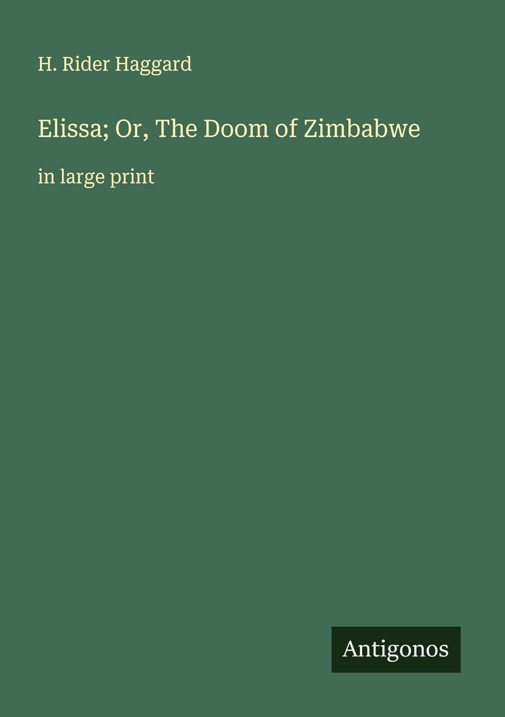 Vorderes Coverbild Elissa; Or, The Doom of Zimbabwe