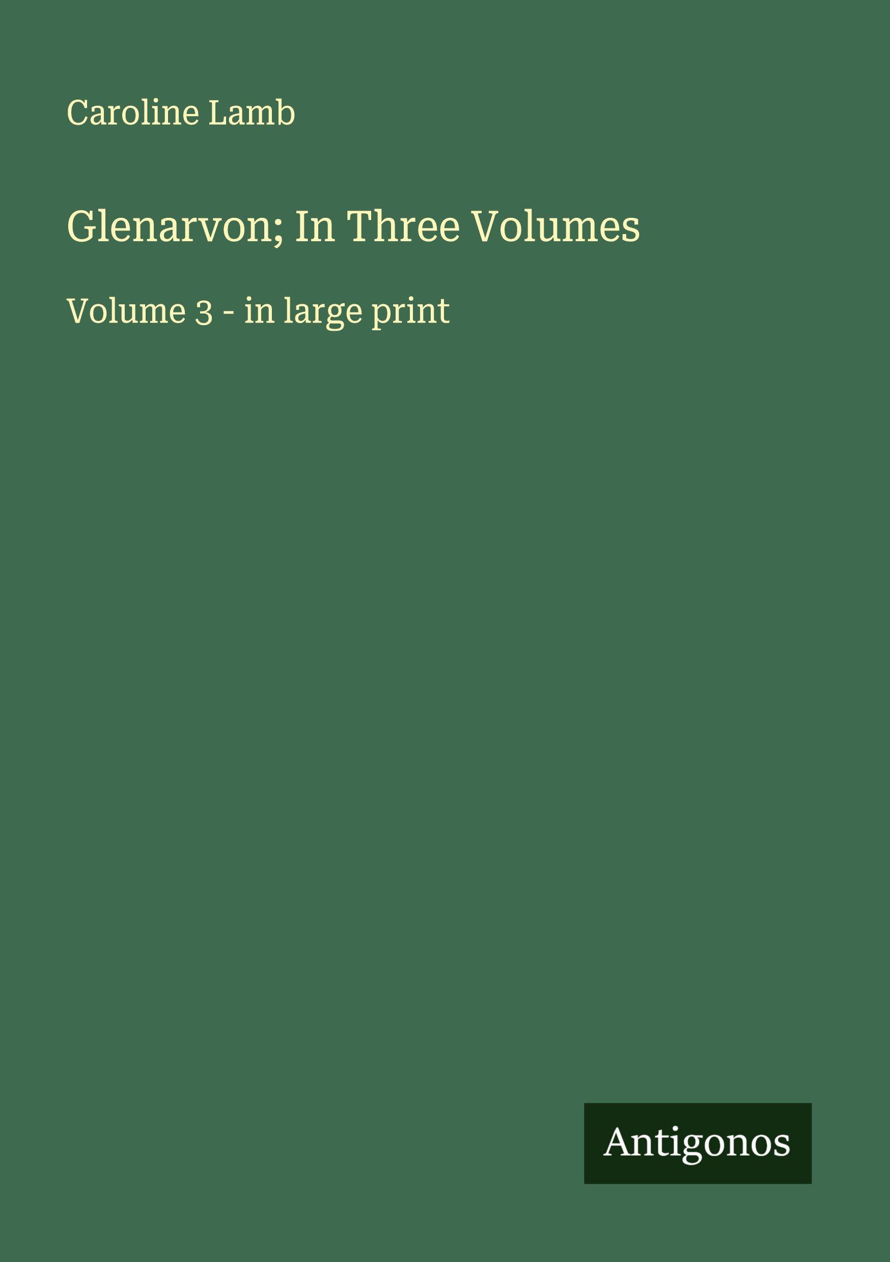 Vorderes Coverbild Glenarvon; In Three Volumes