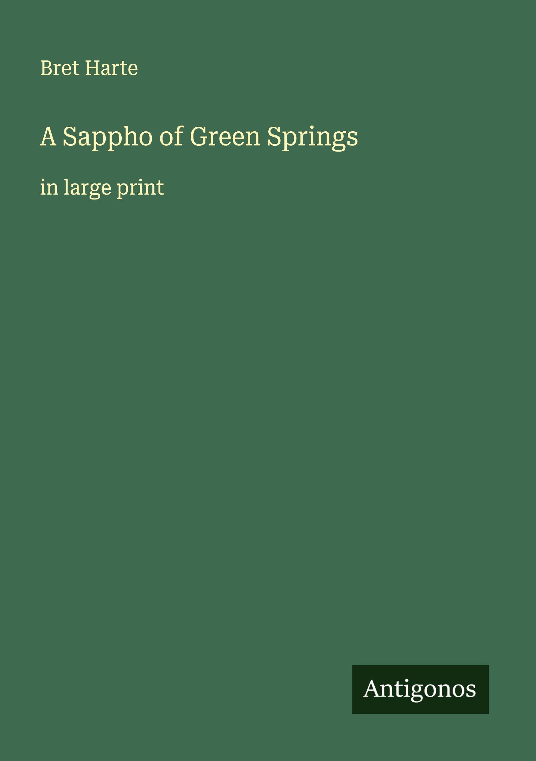 Vorderes Coverbild A Sappho of Green Springs