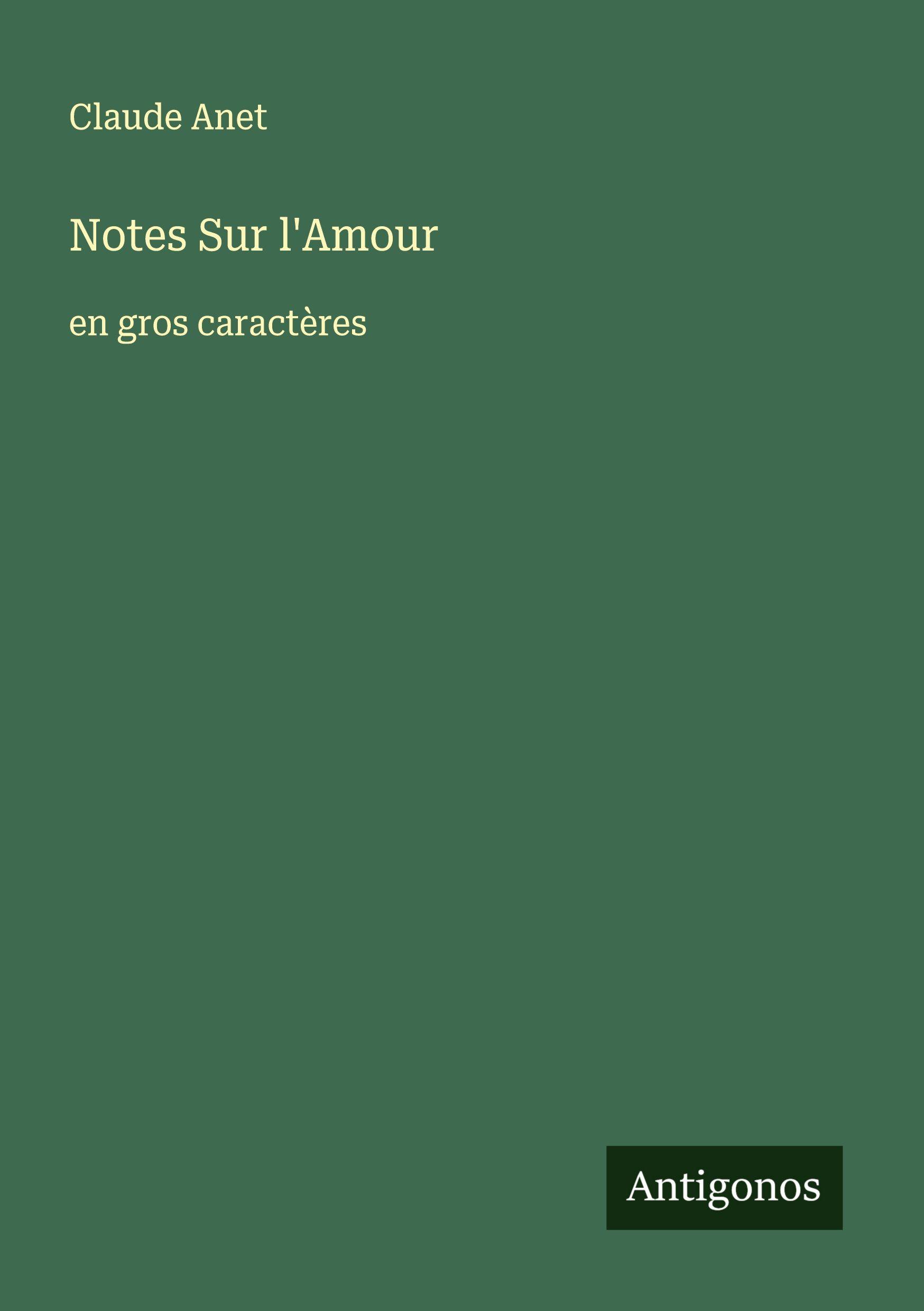 Vorderes Coverbild Notes Sur l'Amour