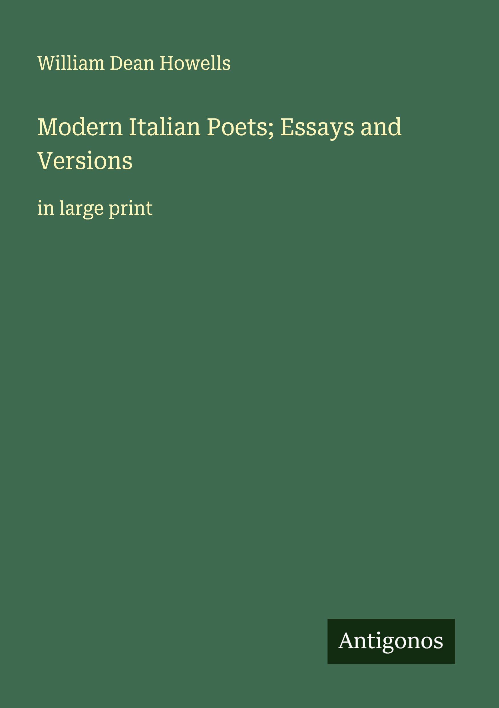 Vorderes Coverbild Modern Italian Poets; Essays and Versions