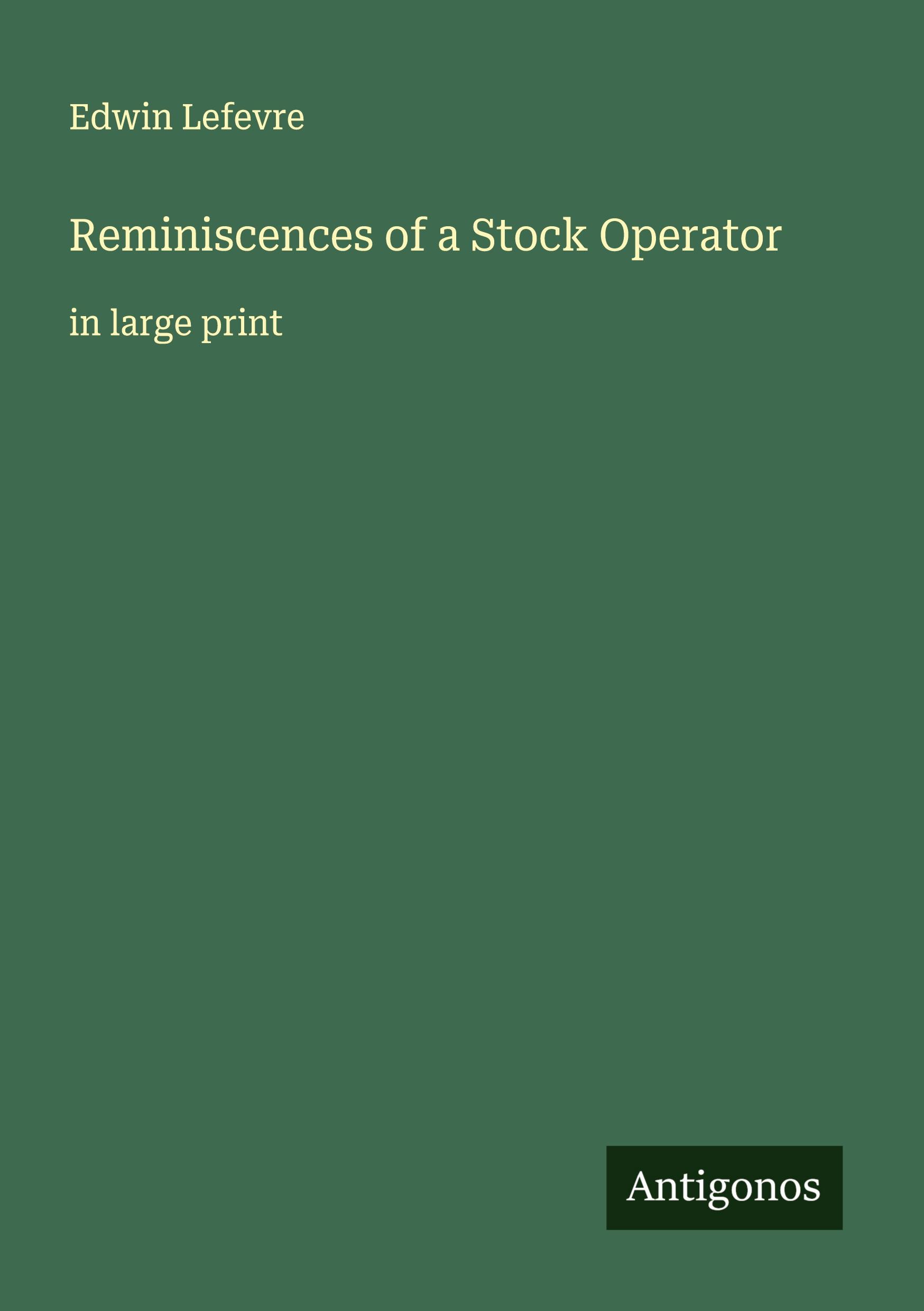 Vorderes Coverbild Reminiscences of a Stock Operator
