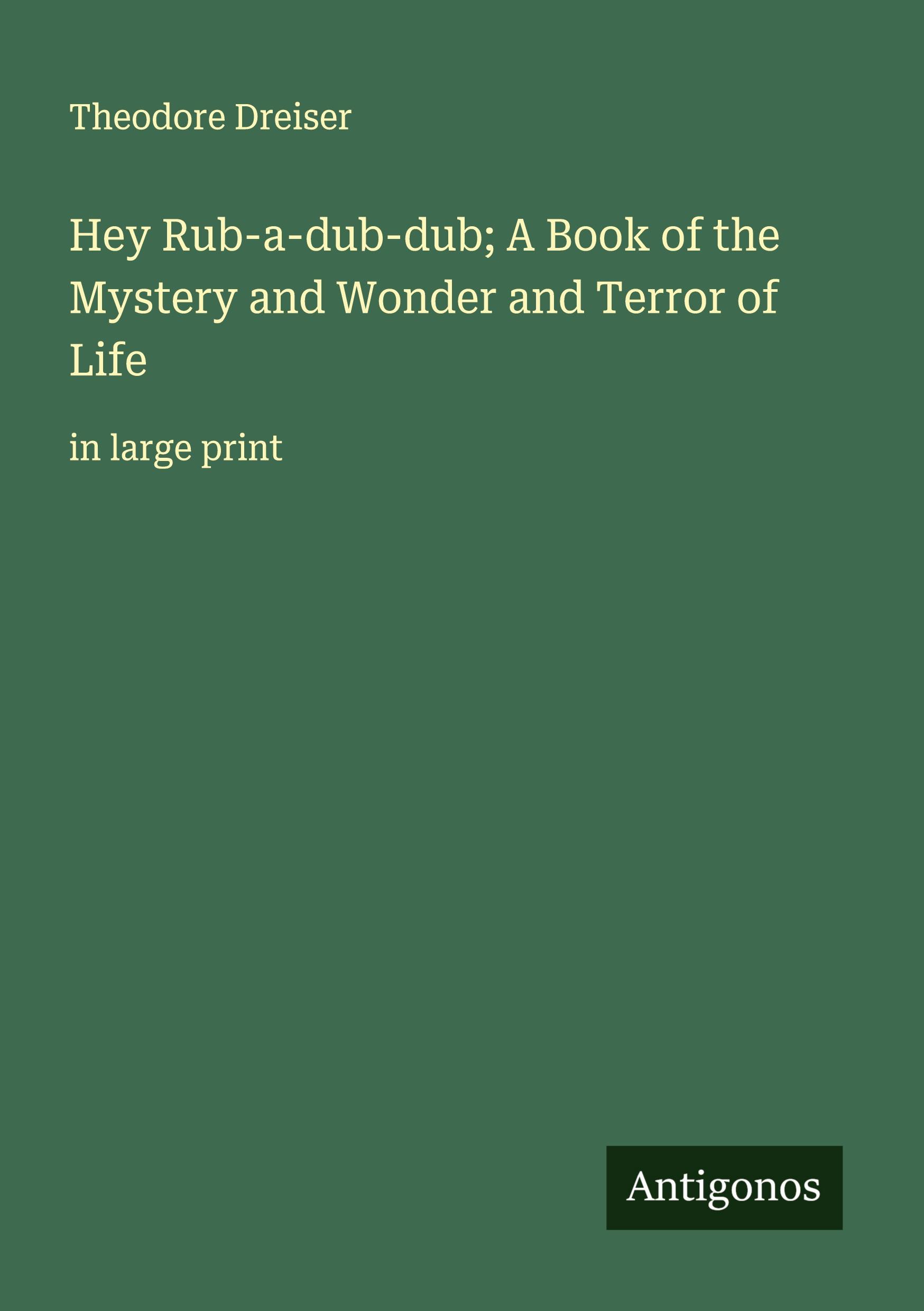 Vorderes Coverbild Hey Rub-a-dub-dub; A Book of the Mystery and Wonder and Terror of Life