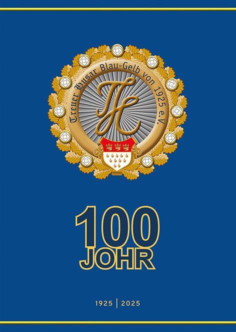 Vorderes Coverbild 100 Johr KG Treuer Husar Blau-Gelb von 1925