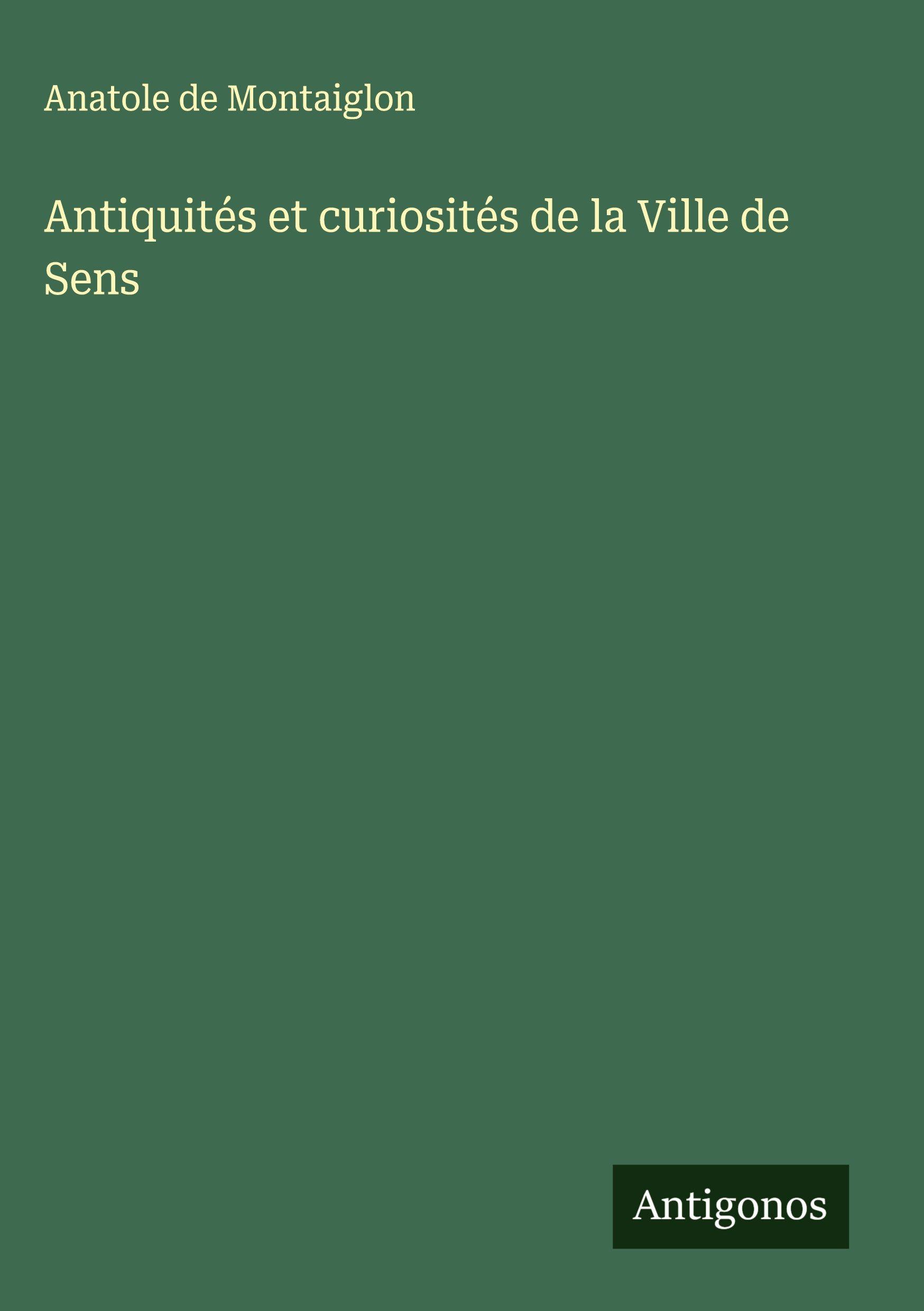 Vorderes Coverbild Antiquités et curiosités de la Ville de Sens