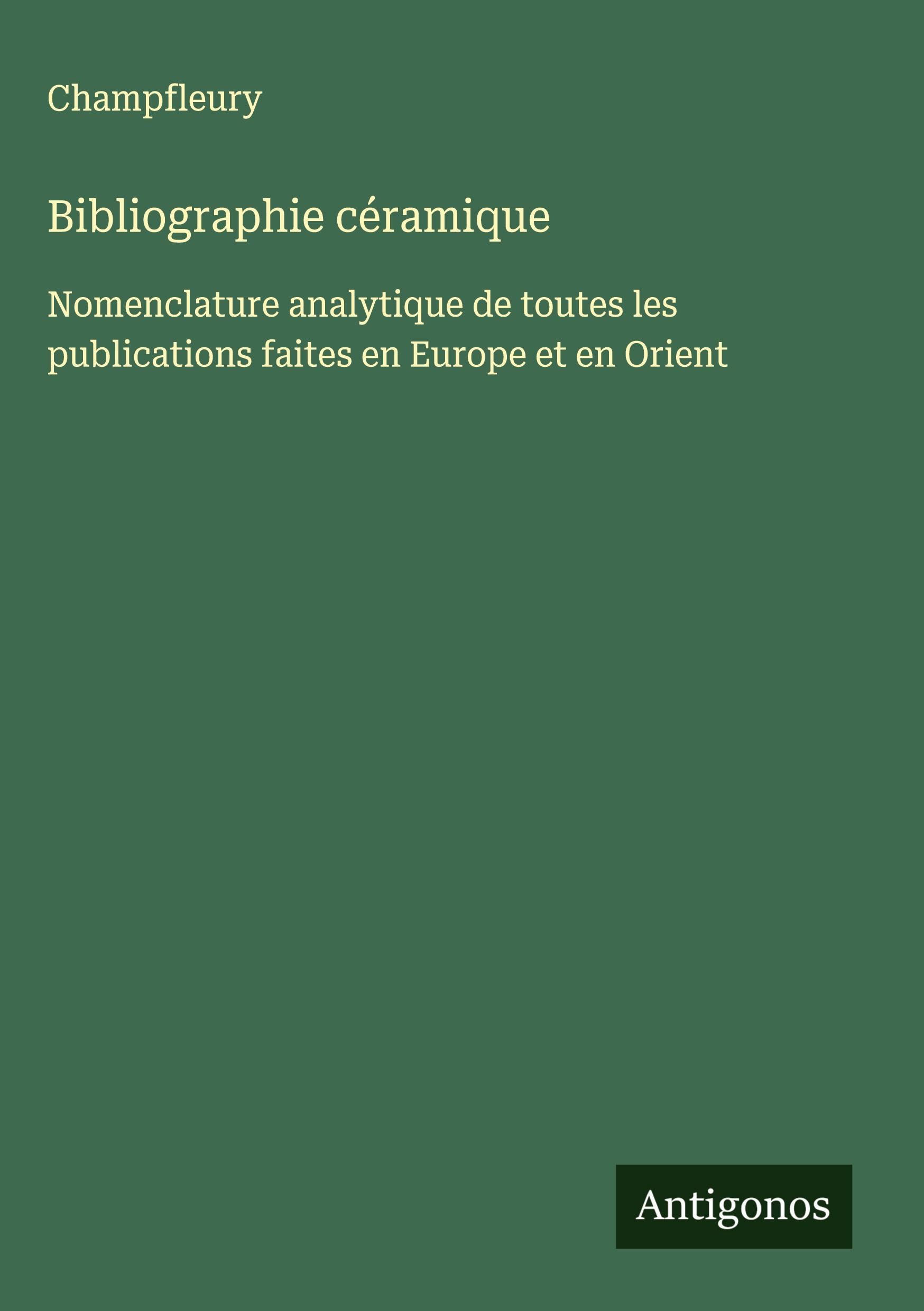 Vorderes Coverbild Bibliographie céramique