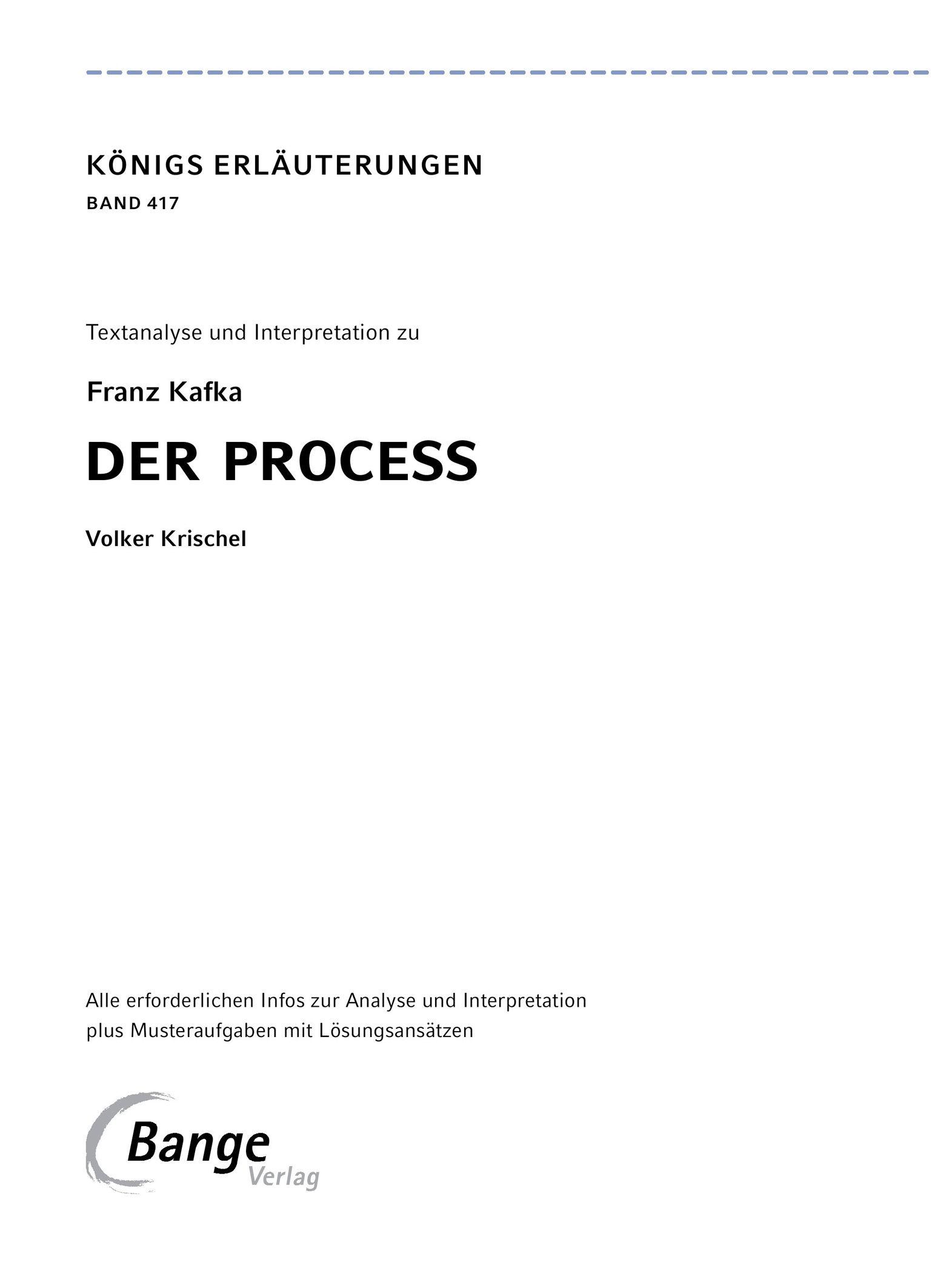 Beispielinhalt (Bild) Der Process von Franz Kafka - Textanalyse und Interpretation