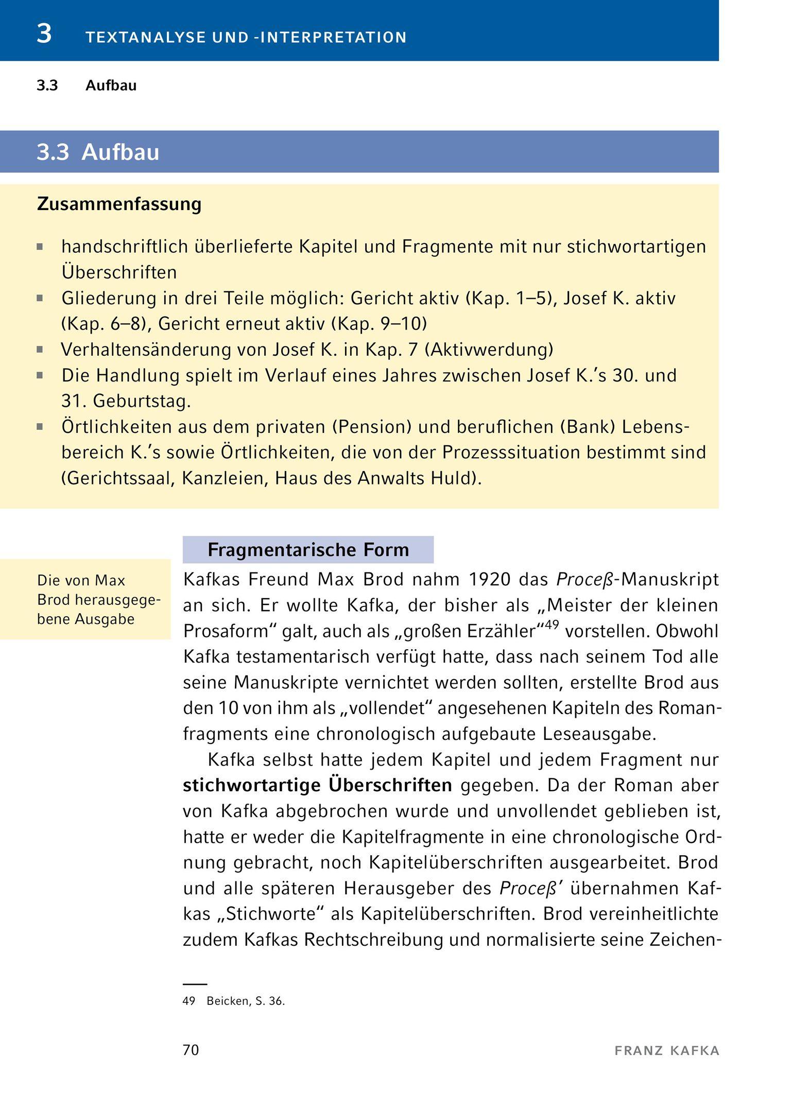 Beispielinhalt (Bild) Der Process von Franz Kafka - Textanalyse und Interpretation