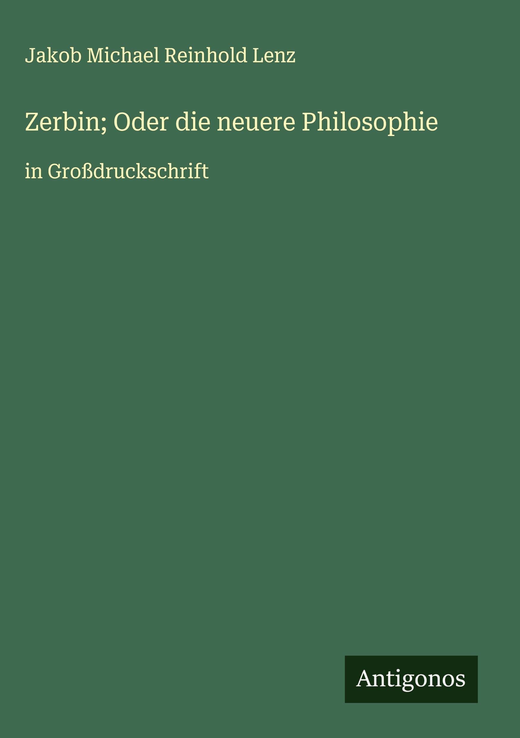 Vorderes Coverbild Zerbin; Oder die neuere Philosophie