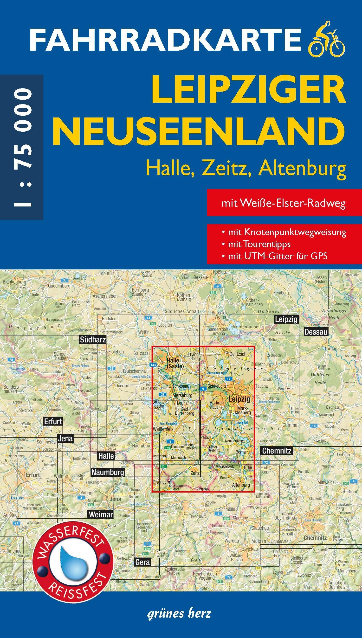 Vorderes Coverbild Fahrradkarte Leipziger Neuseenland