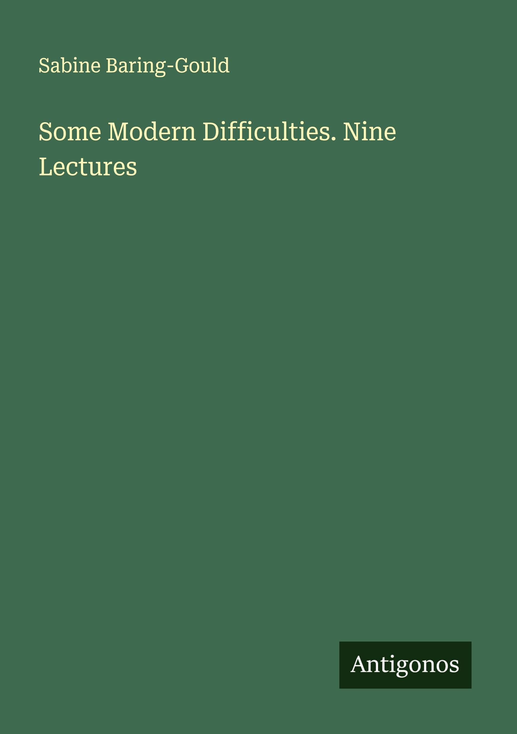Vorderes Coverbild Some Modern Difficulties. Nine Lectures