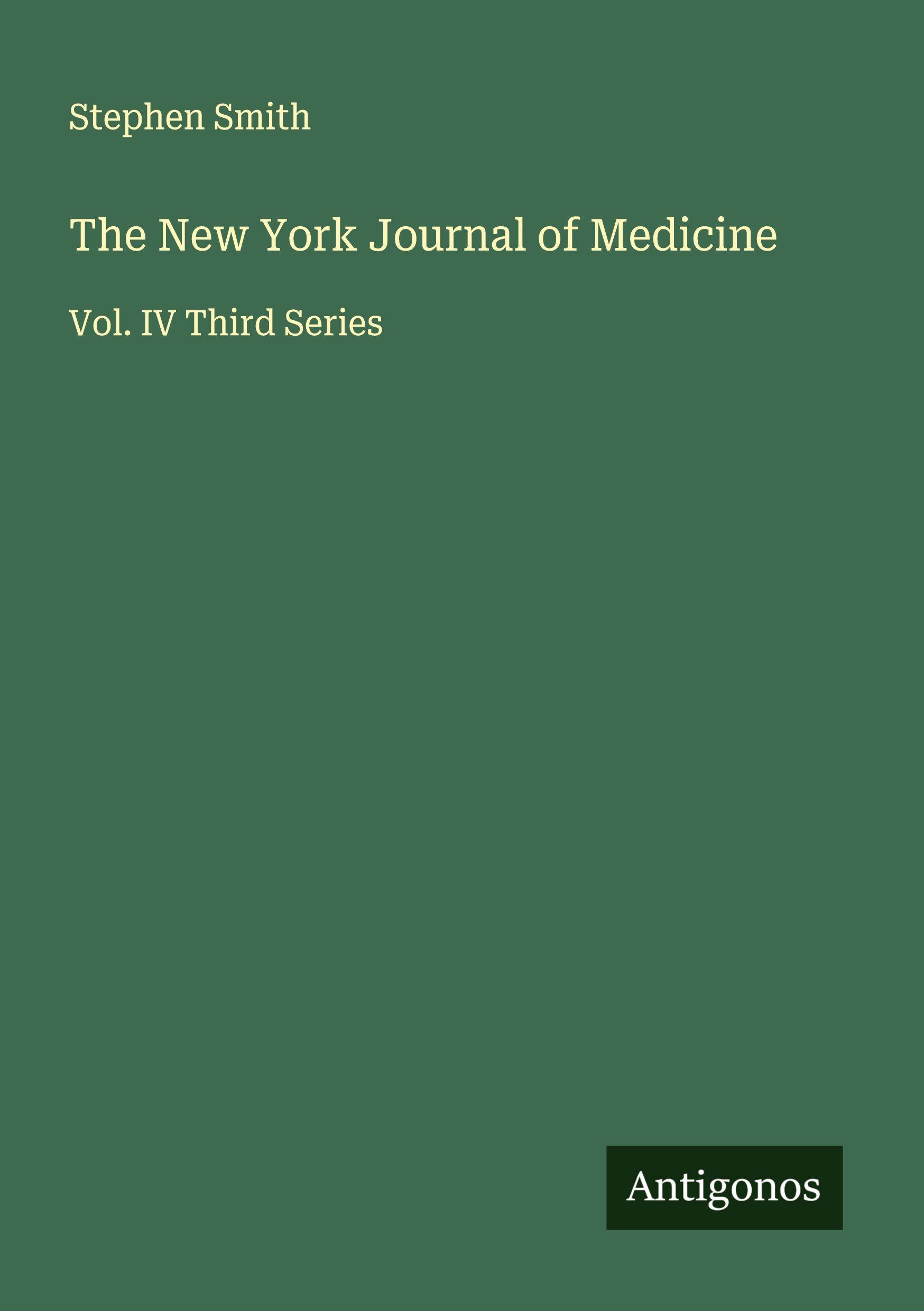 Vorderes Coverbild The New York Journal of Medicine