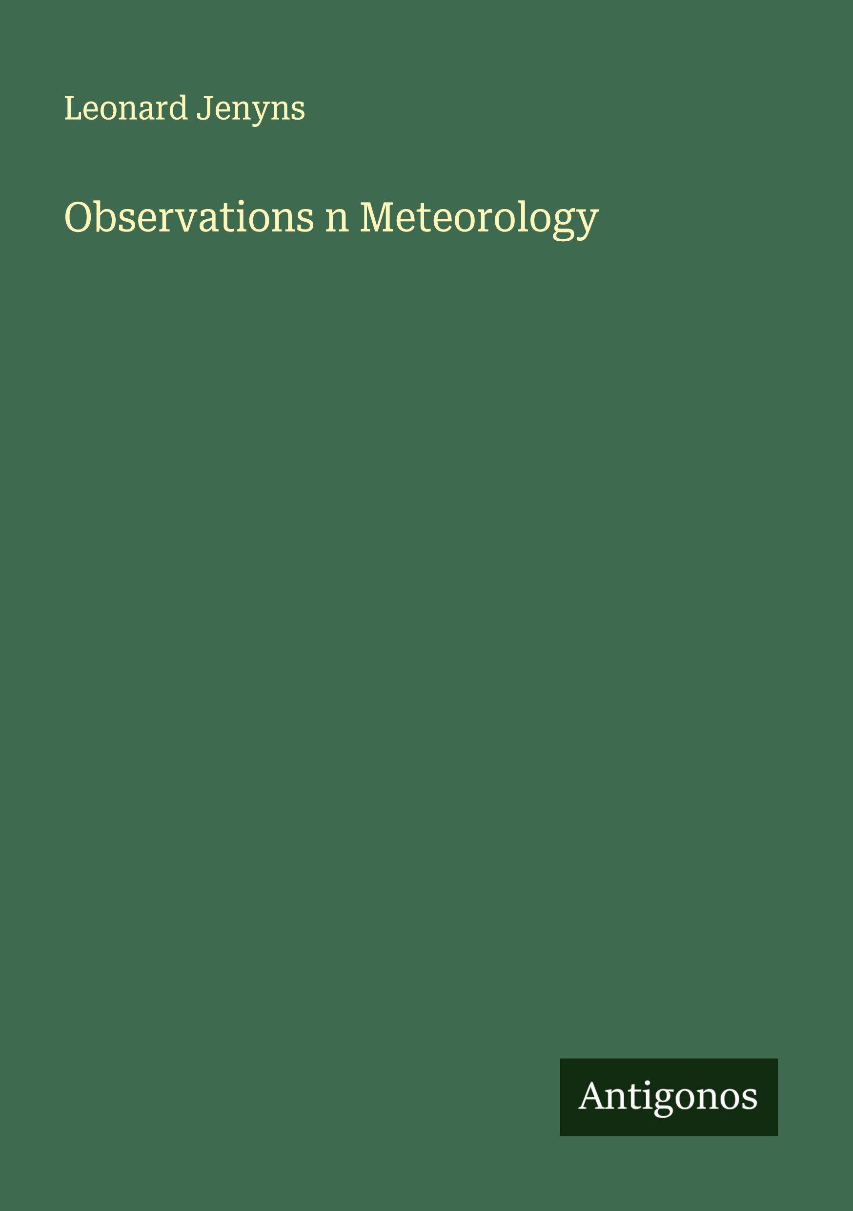 Vorderes Coverbild Observations n Meteorology