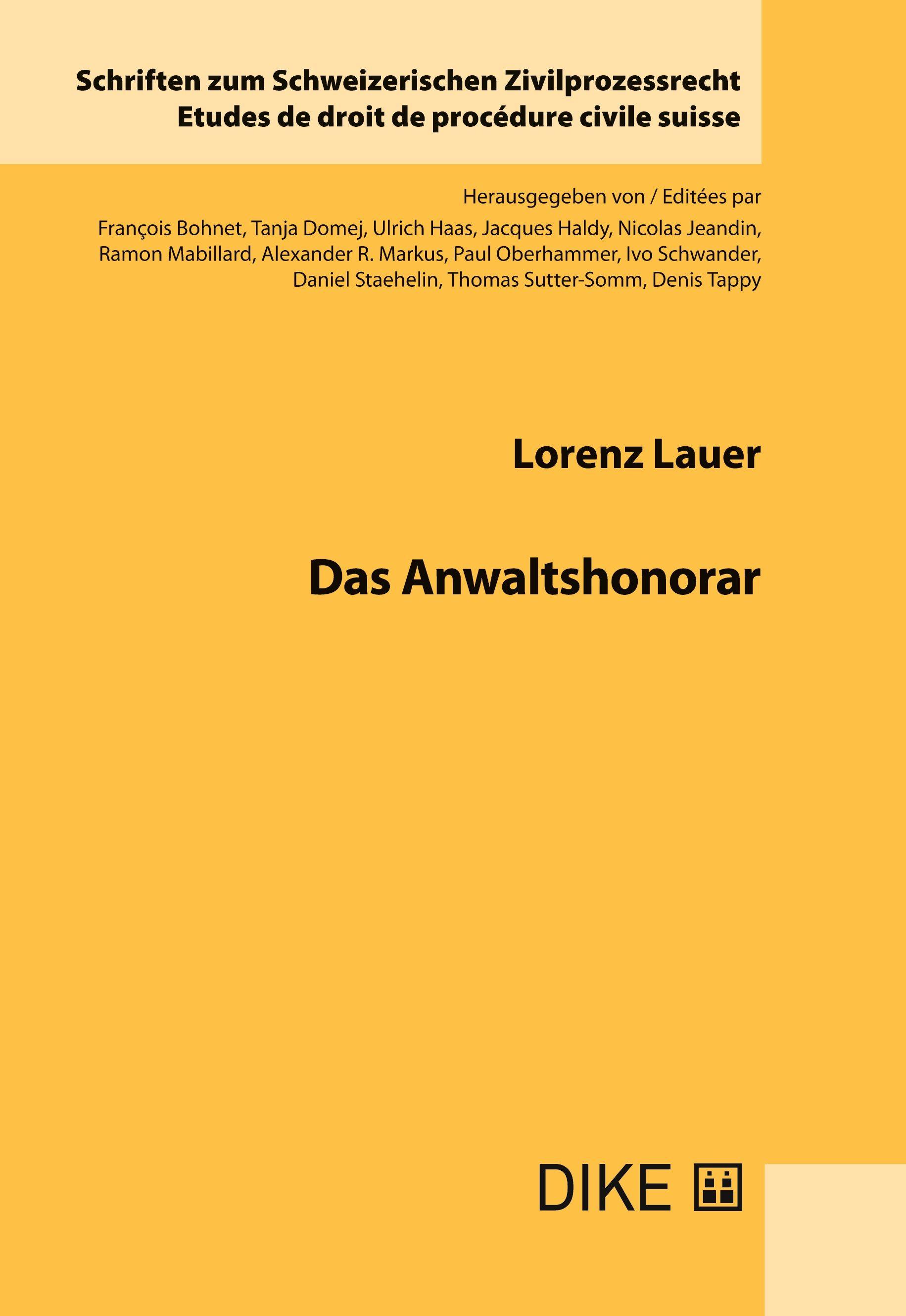 Vorderes Coverbild Das Anwaltshonorar
