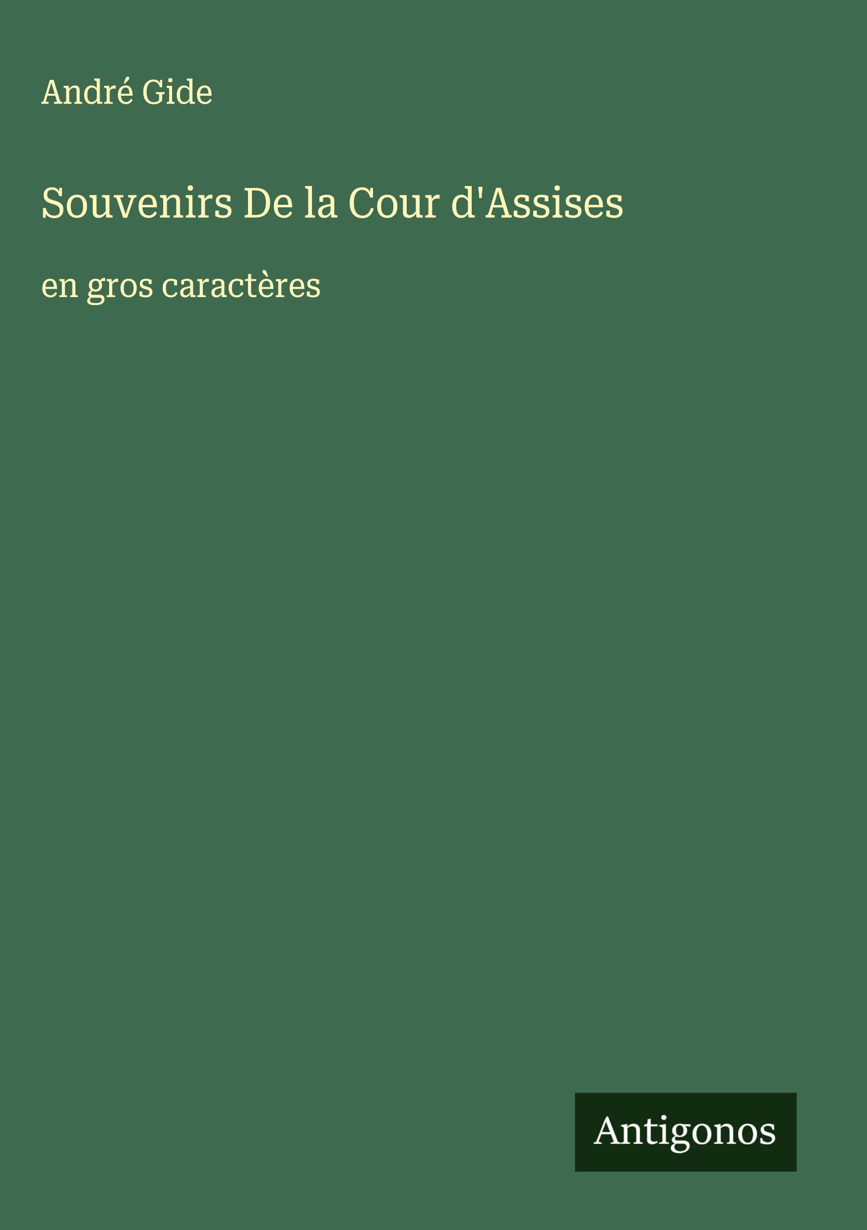 Vorderes Coverbild Souvenirs De la Cour d'Assises