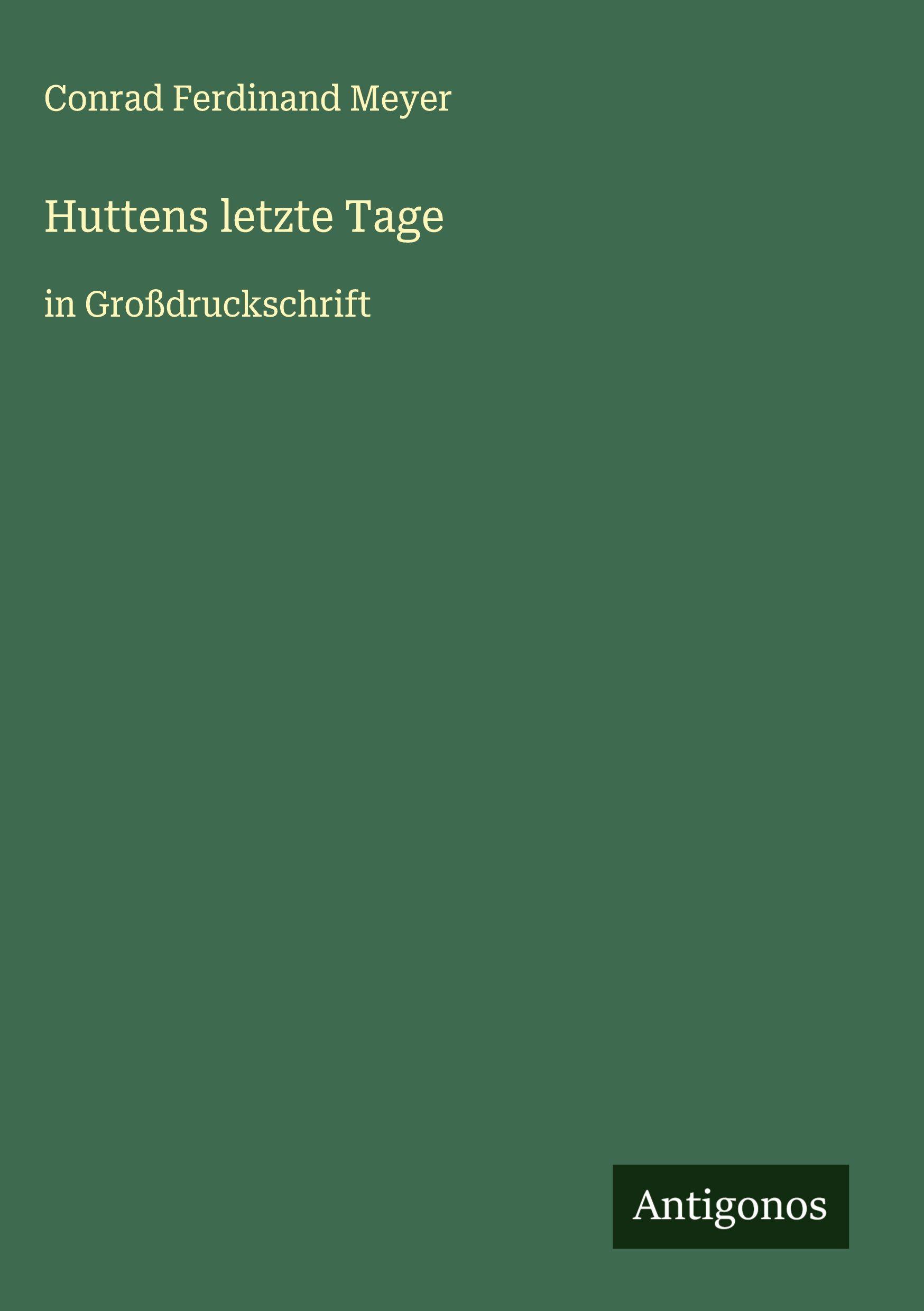 Vorderes Coverbild Huttens letzte Tage