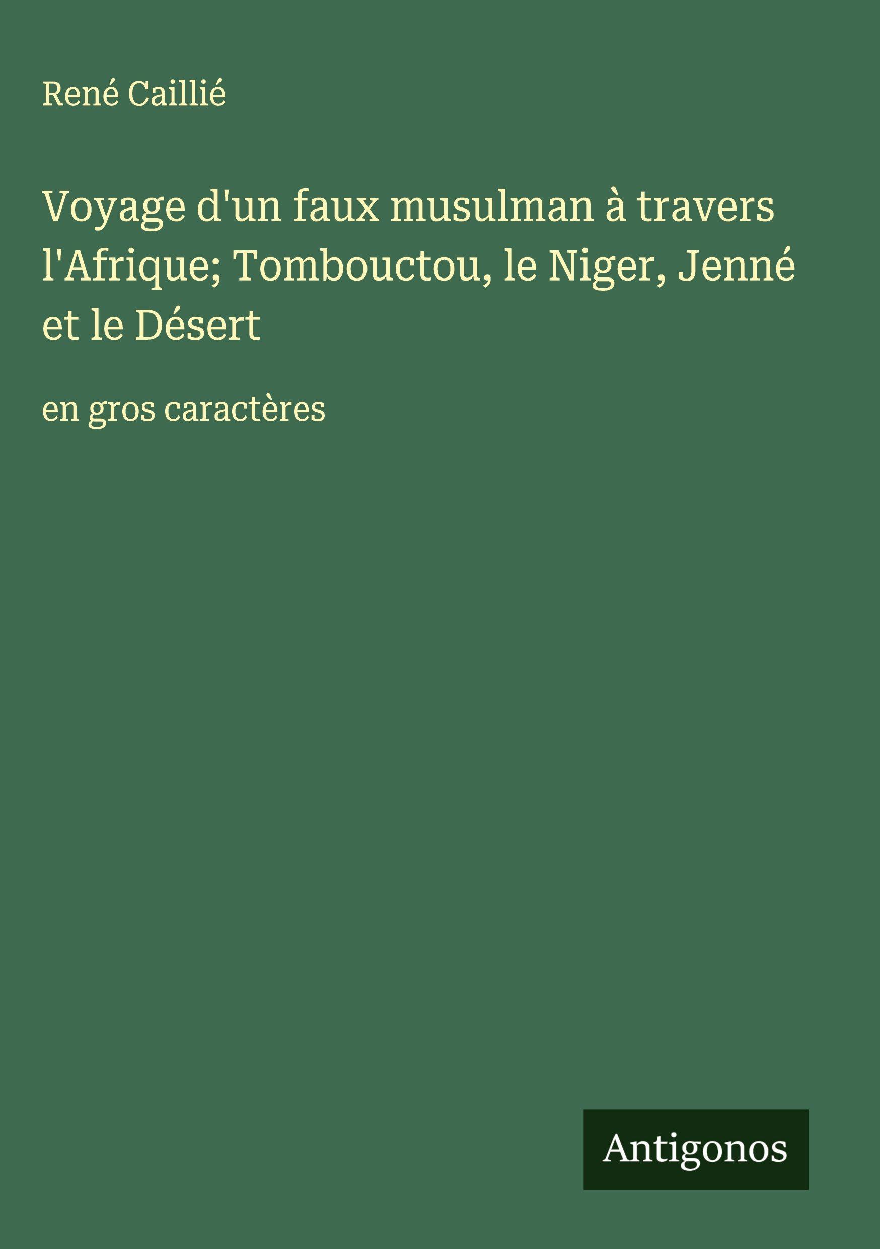 Vorderes Coverbild Voyage d'un faux musulman à travers l'Afrique; Tombouctou, le Niger, Jenné et le Désert