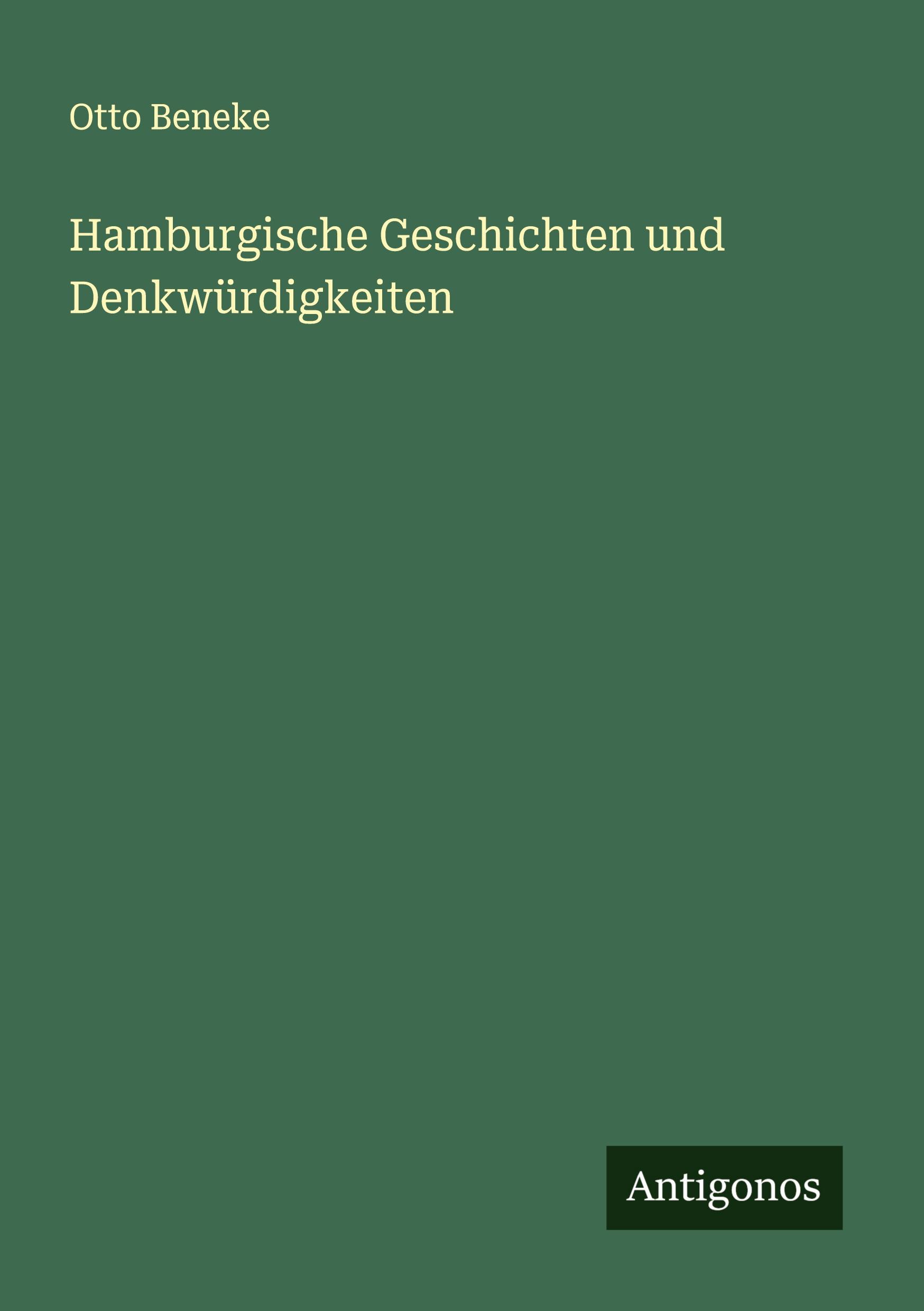Vorderes Coverbild Hamburgische Geschichten und Denkwürdigkeiten