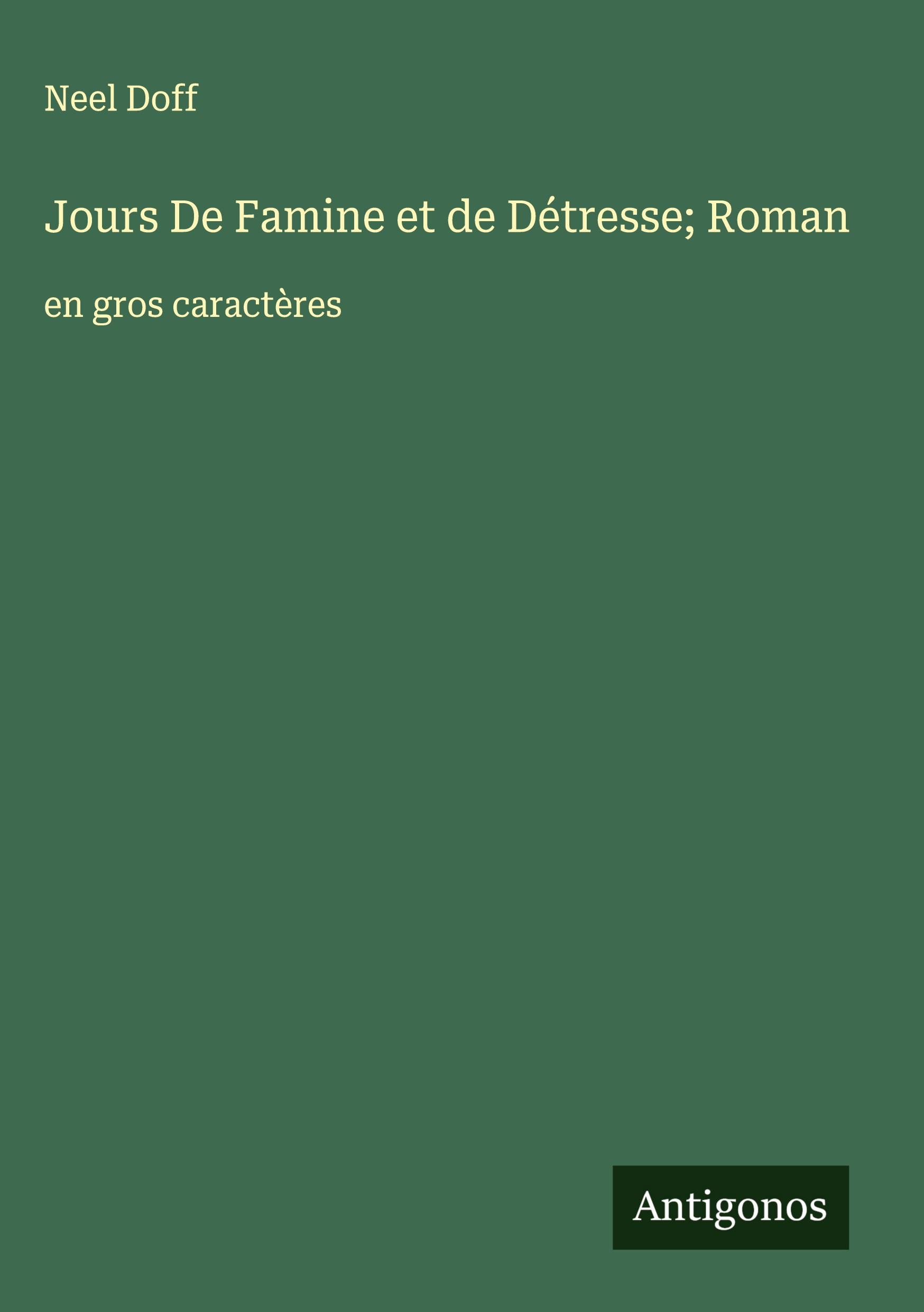 Vorderes Coverbild Jours De Famine et de Détresse; Roman