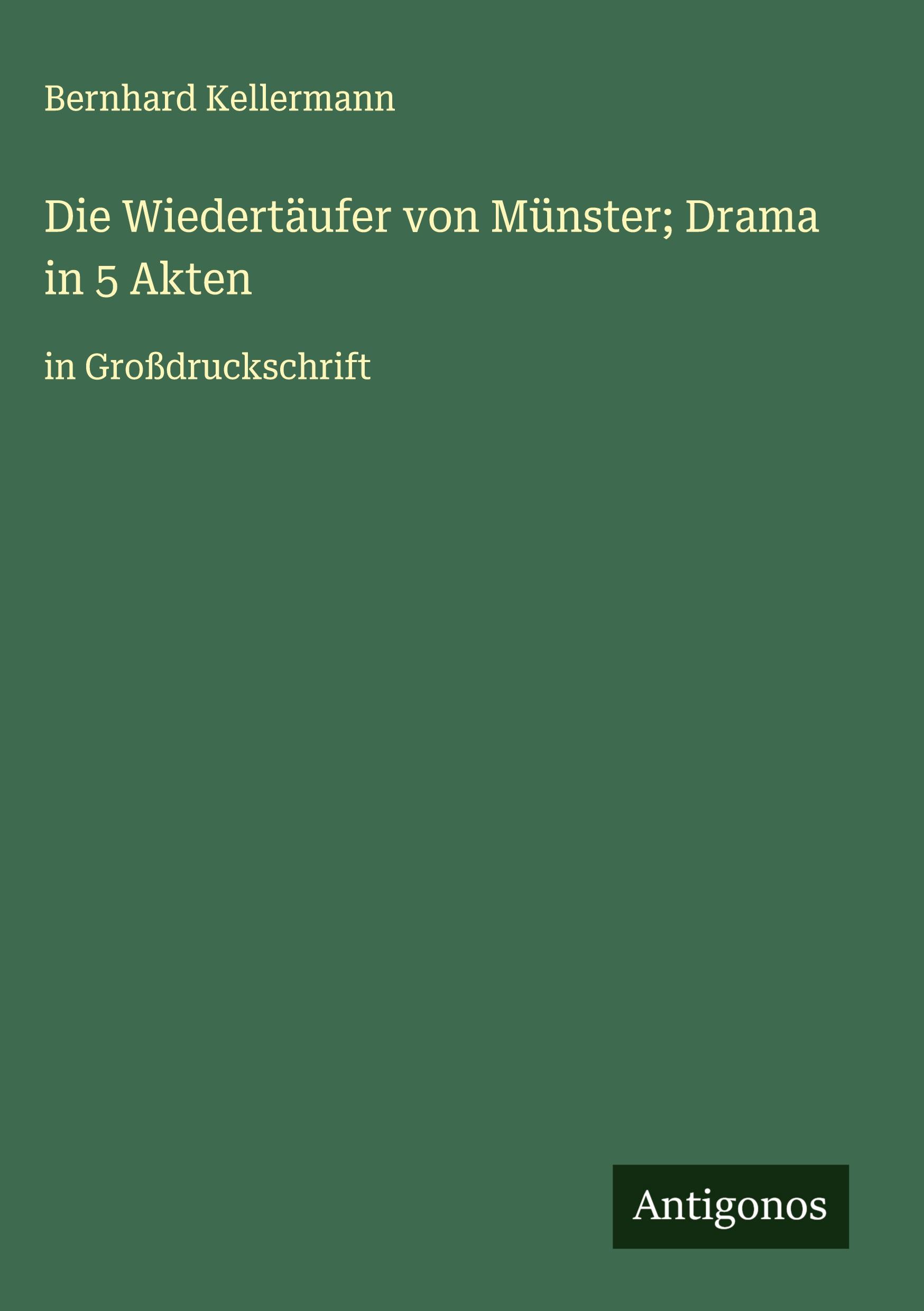 Vorderes Coverbild Die Wiedertäufer von Münster; Drama in 5 Akten