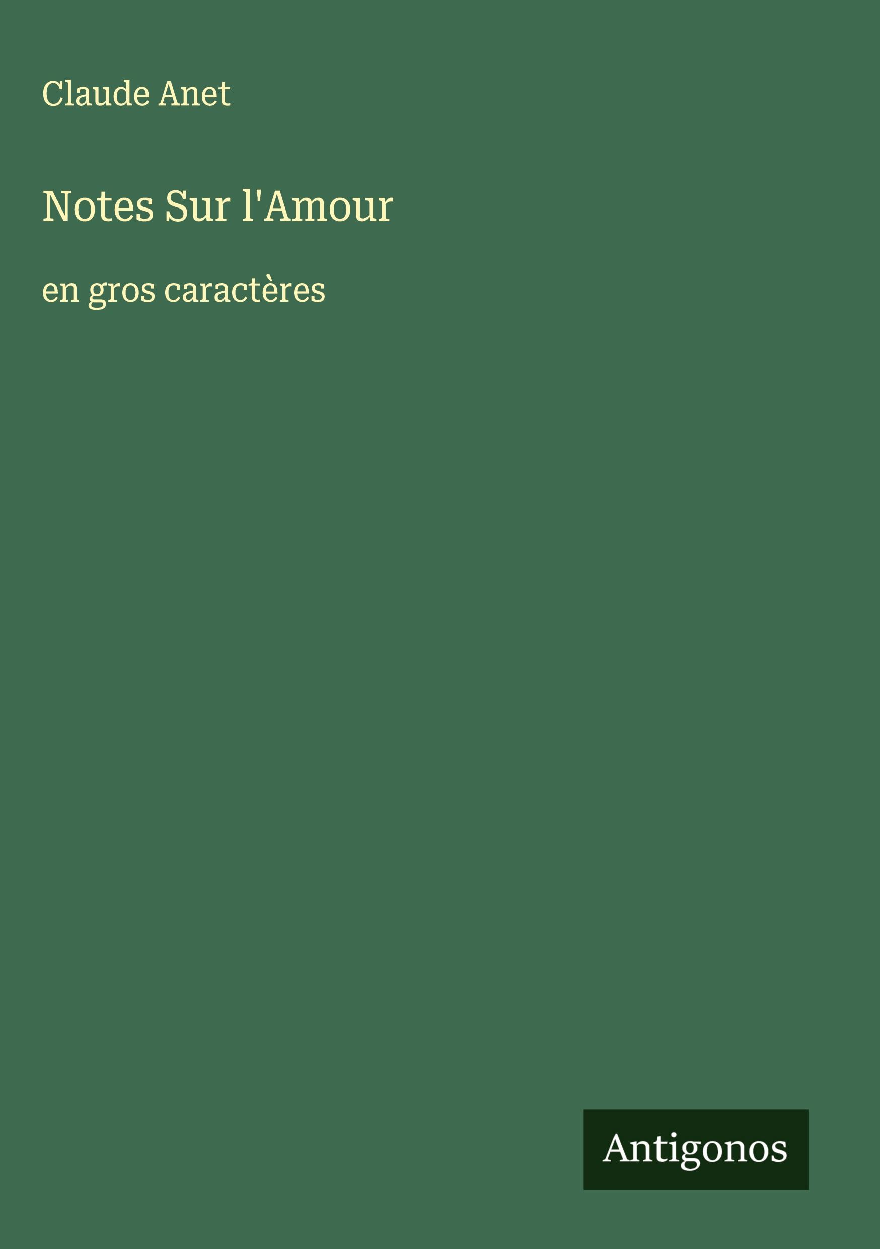 Vorderes Coverbild Notes Sur l'Amour
