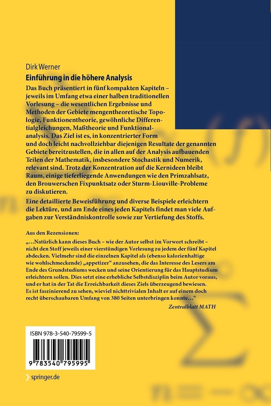 Rückseitencover Einführung in die höhere Analysis