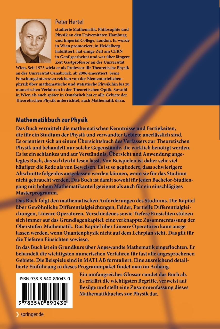 Rückseitencover Mathematikbuch zur Physik