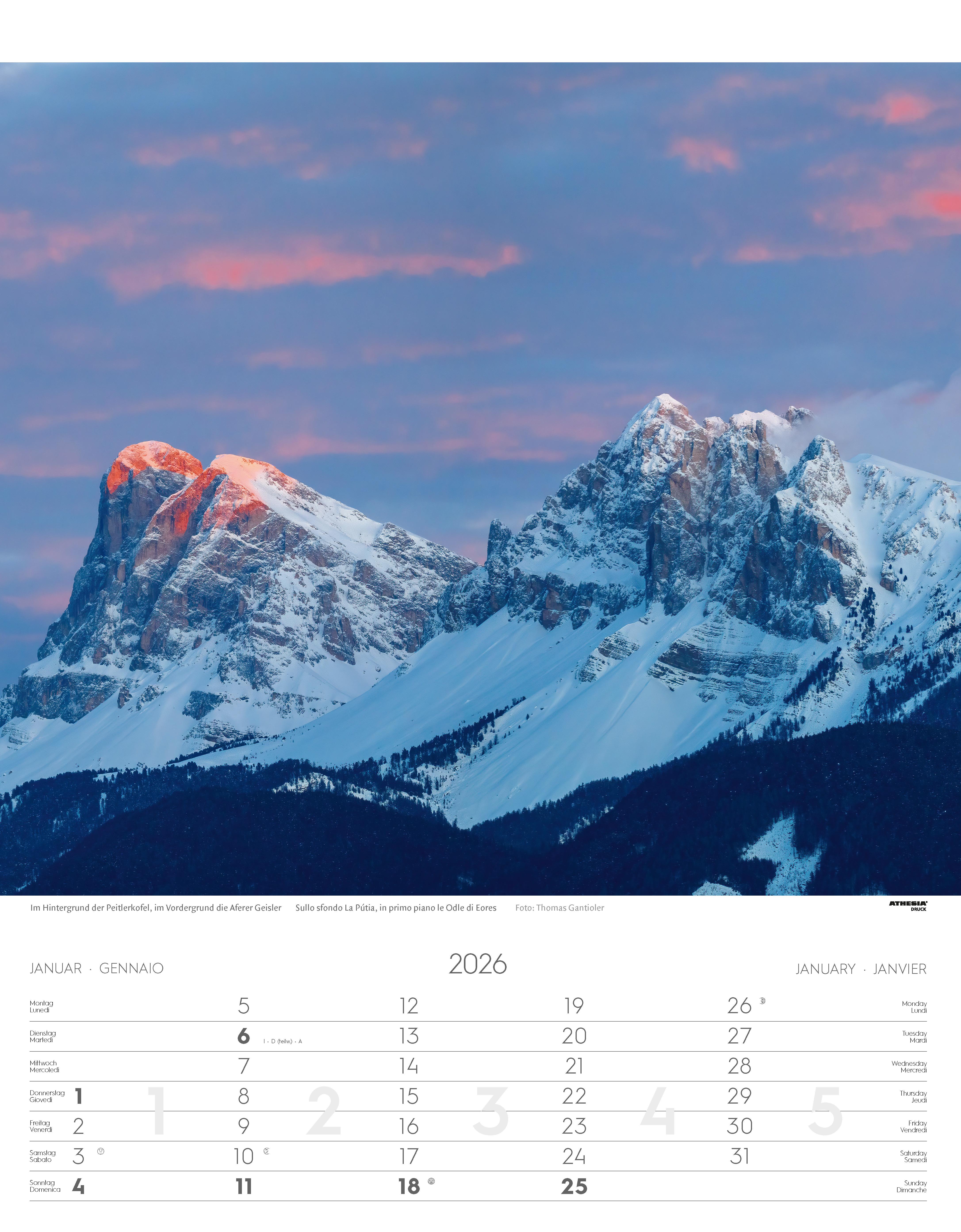 Beispielinhalt (Bild) Südtirol Kalender 2026