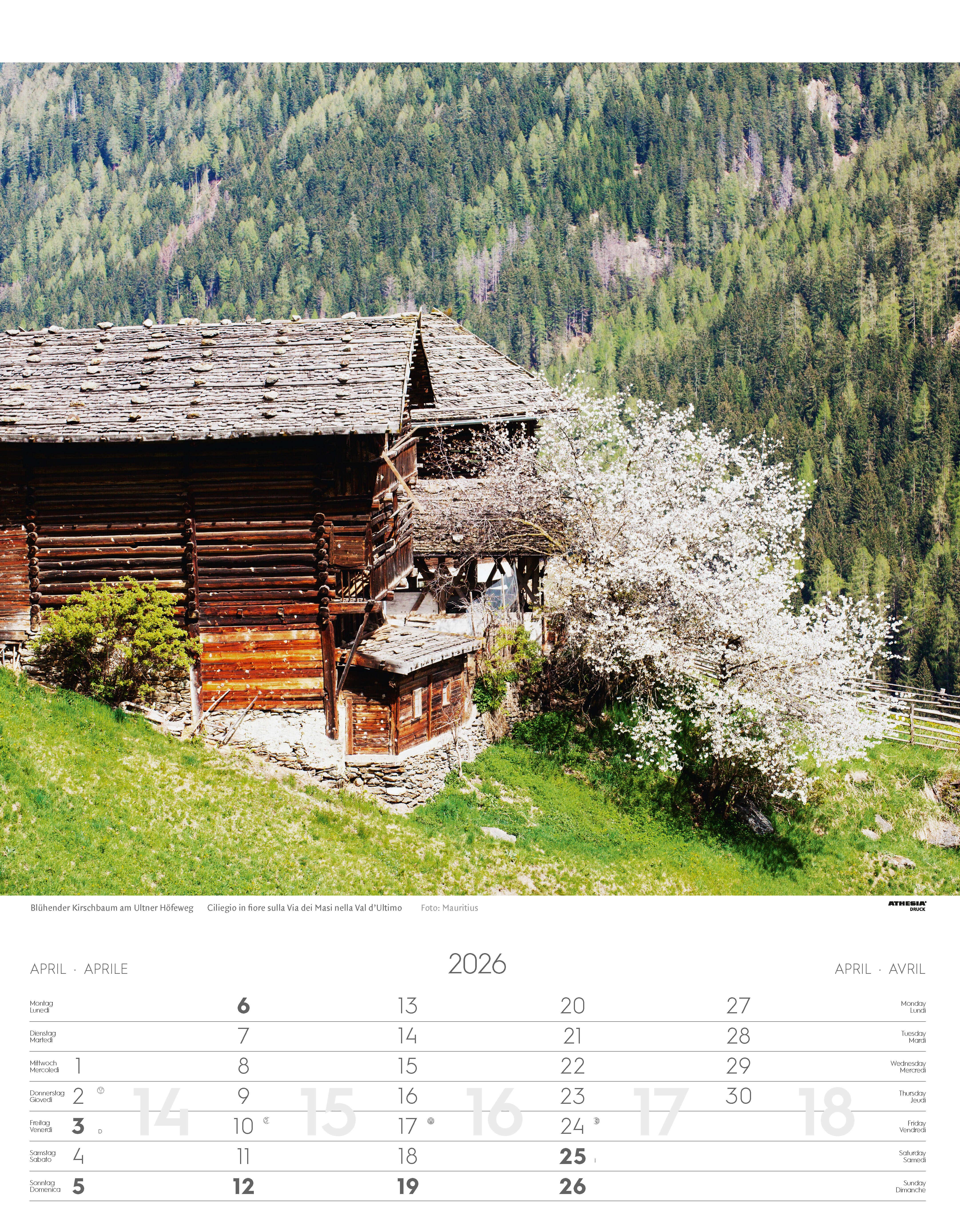 Beispielinhalt (Bild) Südtirol Kalender 2026