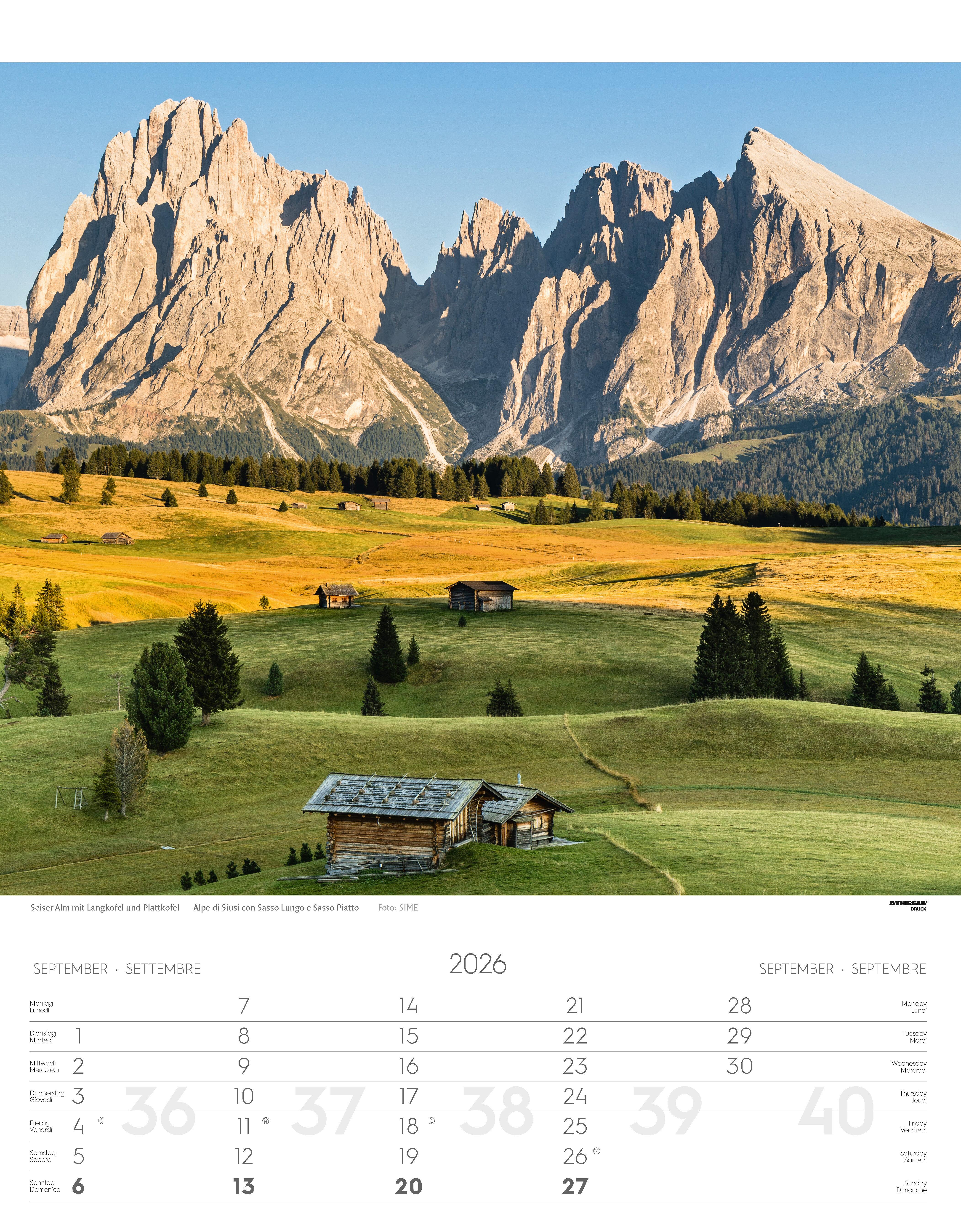 Beispielinhalt (Bild) Südtirol Kalender 2026