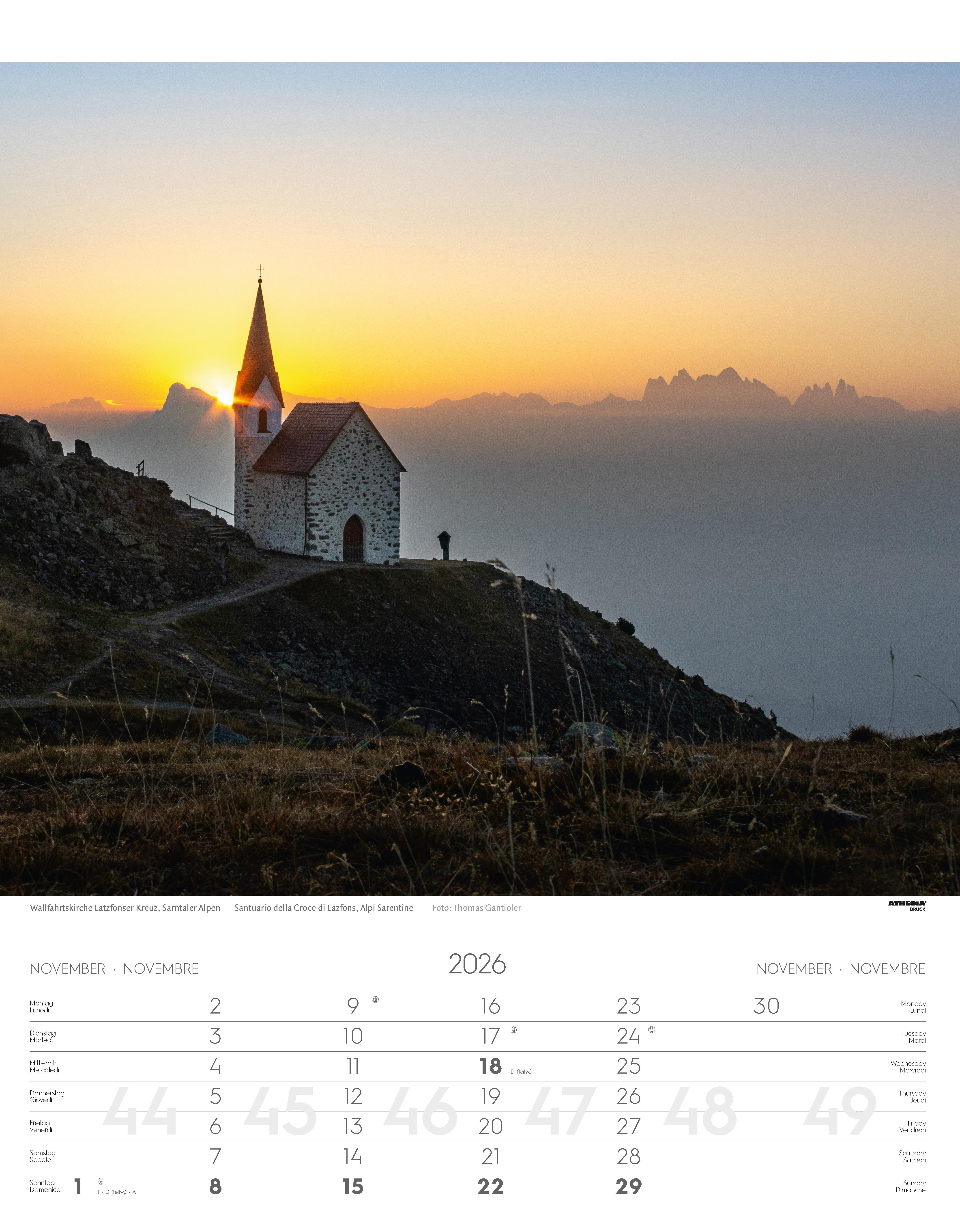 Beispielinhalt (Bild) Südtirol Kalender 2026