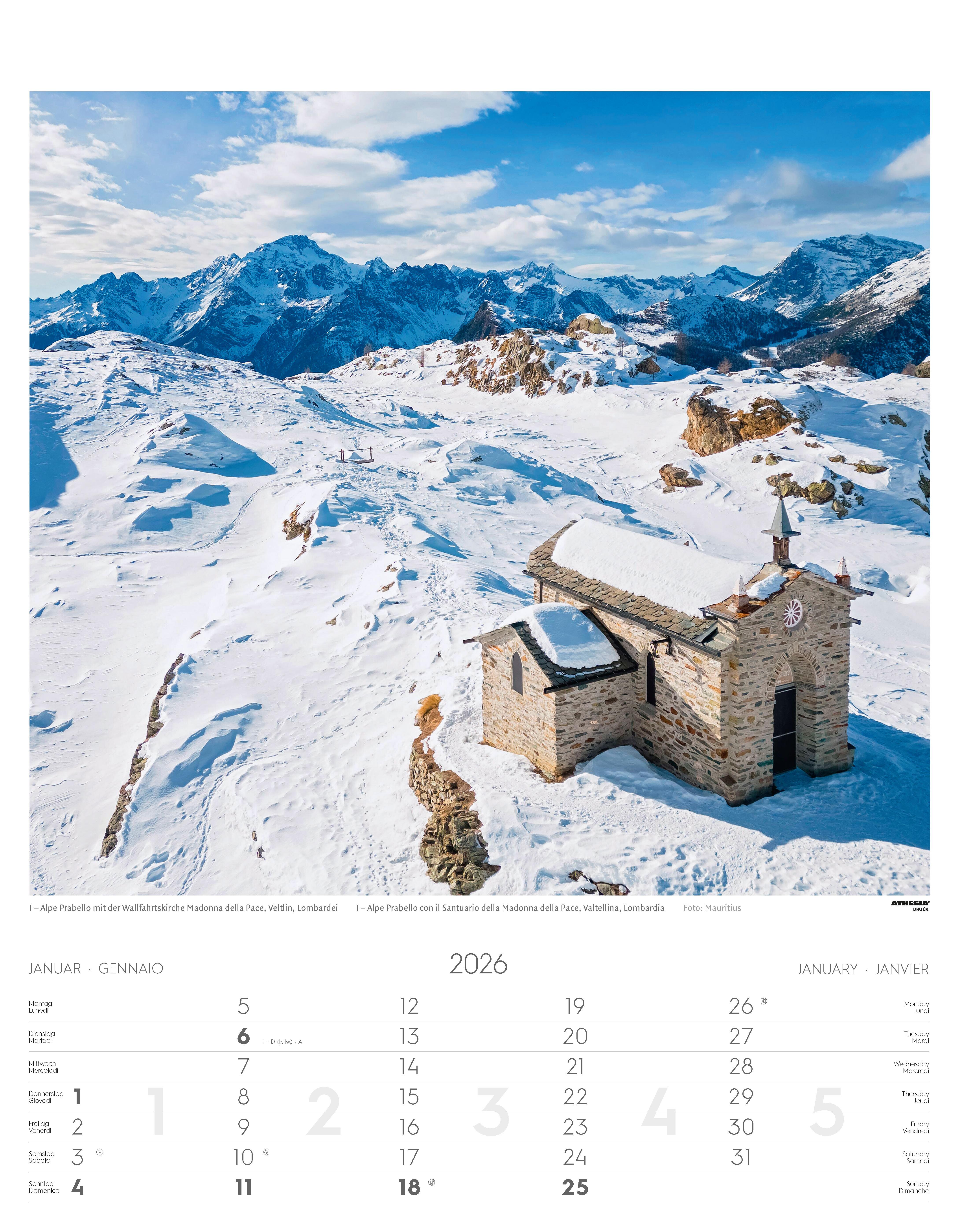 Beispielinhalt (Bild) Alpen Kalender 2026